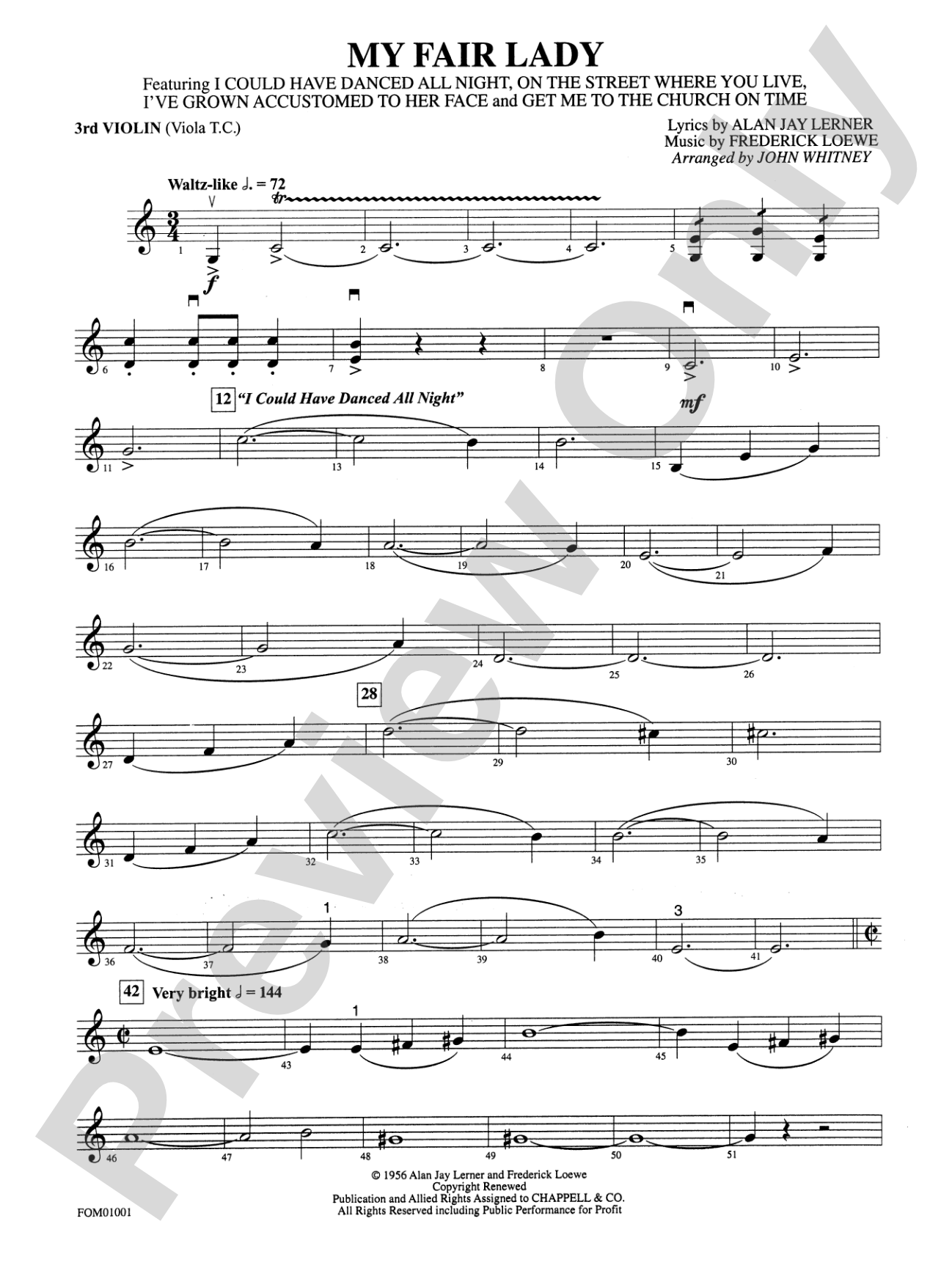 My Fair Lady (Medley): 3rd Violin (Viola [TC])