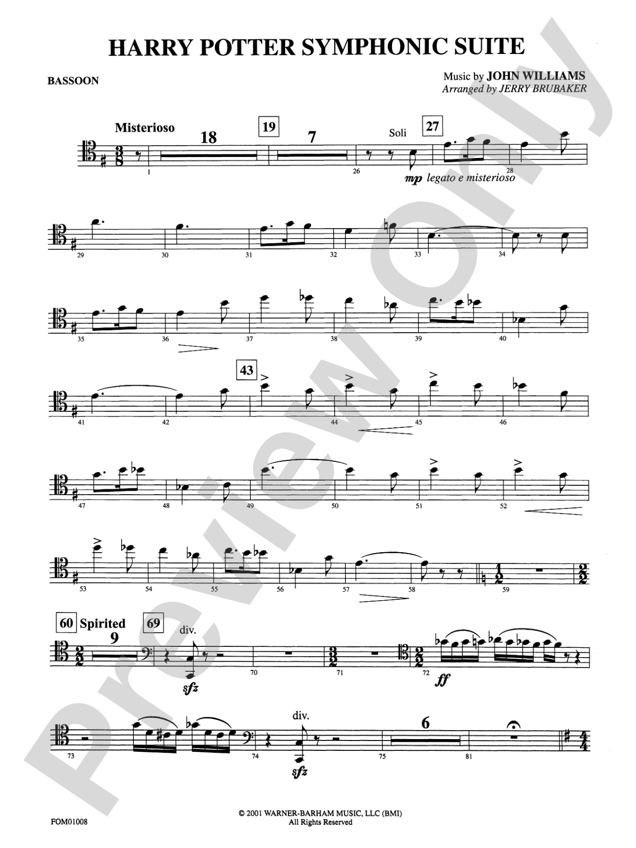 Harry Potter Symphonic Suite: Bassoon