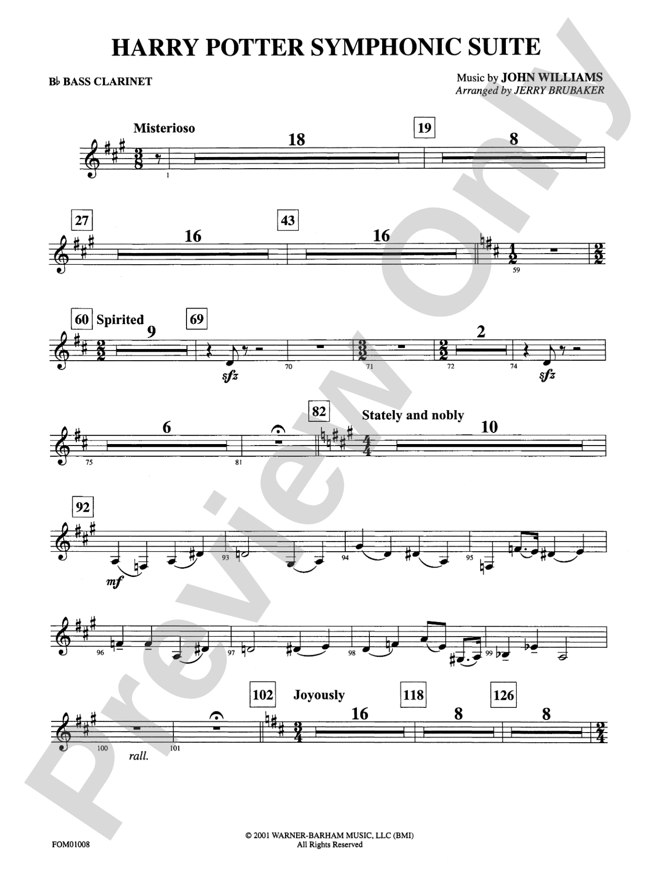 Harry Potter Symphonic Suite: B-flat Bass Clarinet