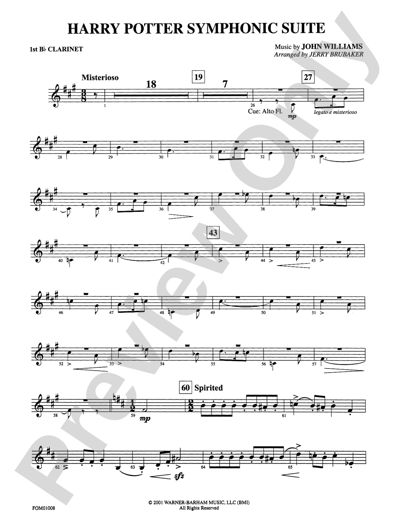 Harry Potter Symphonic Suite: 1st B-flat Clarinet