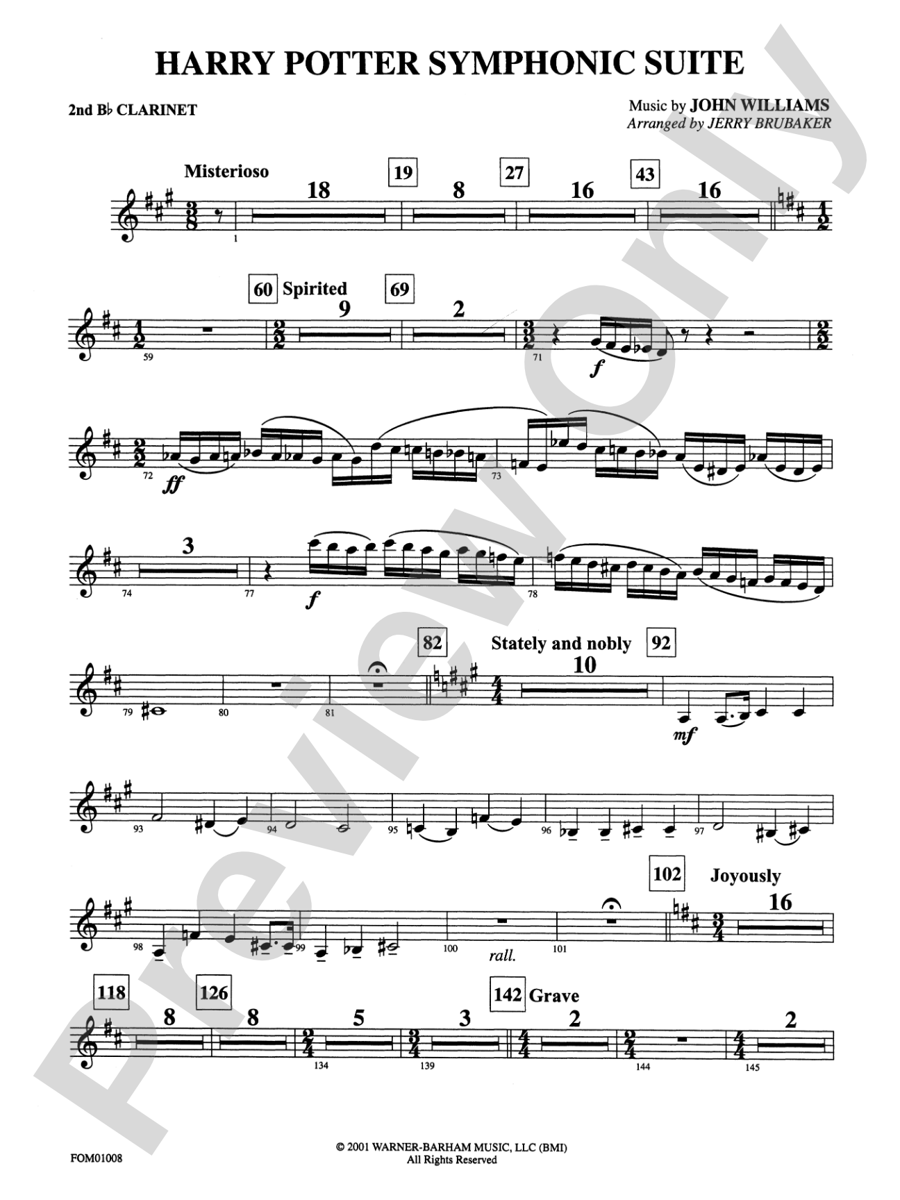 Harry Potter Symphonic Suite: 2nd B-flat Clarinet