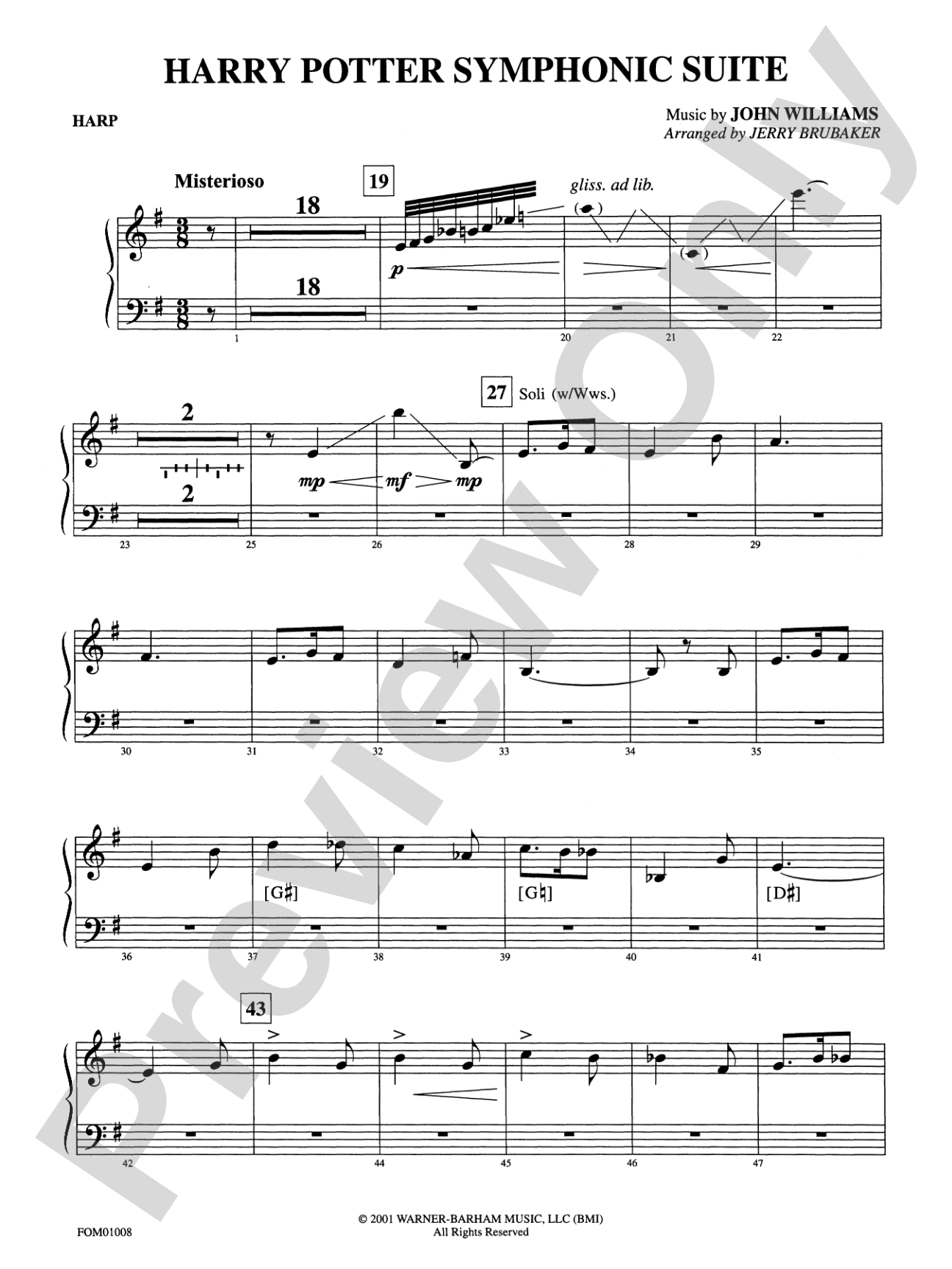 Harry Potter Symphonic Suite: Harp