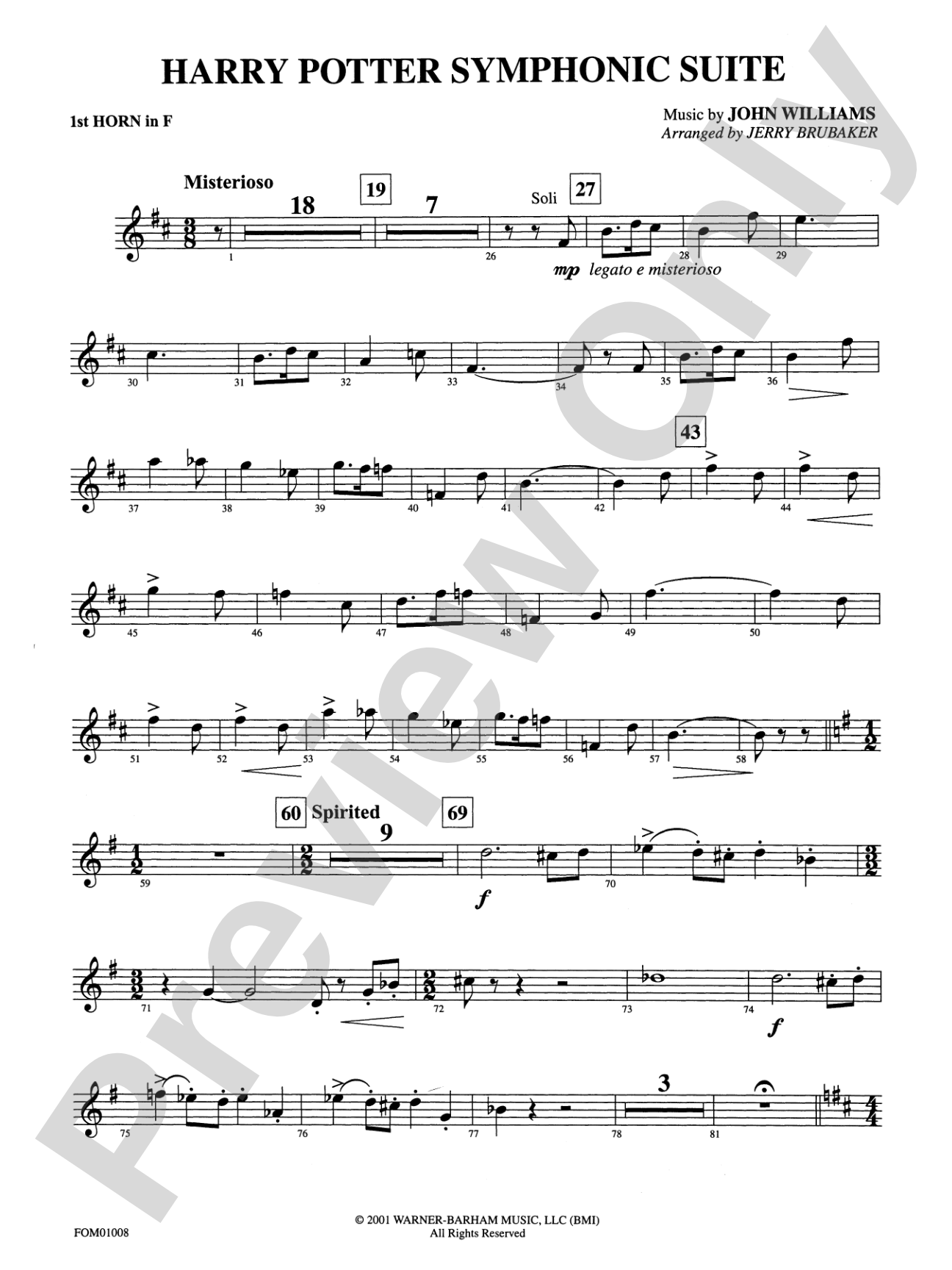 Harry Potter Symphonic Suite: 1st F Horn