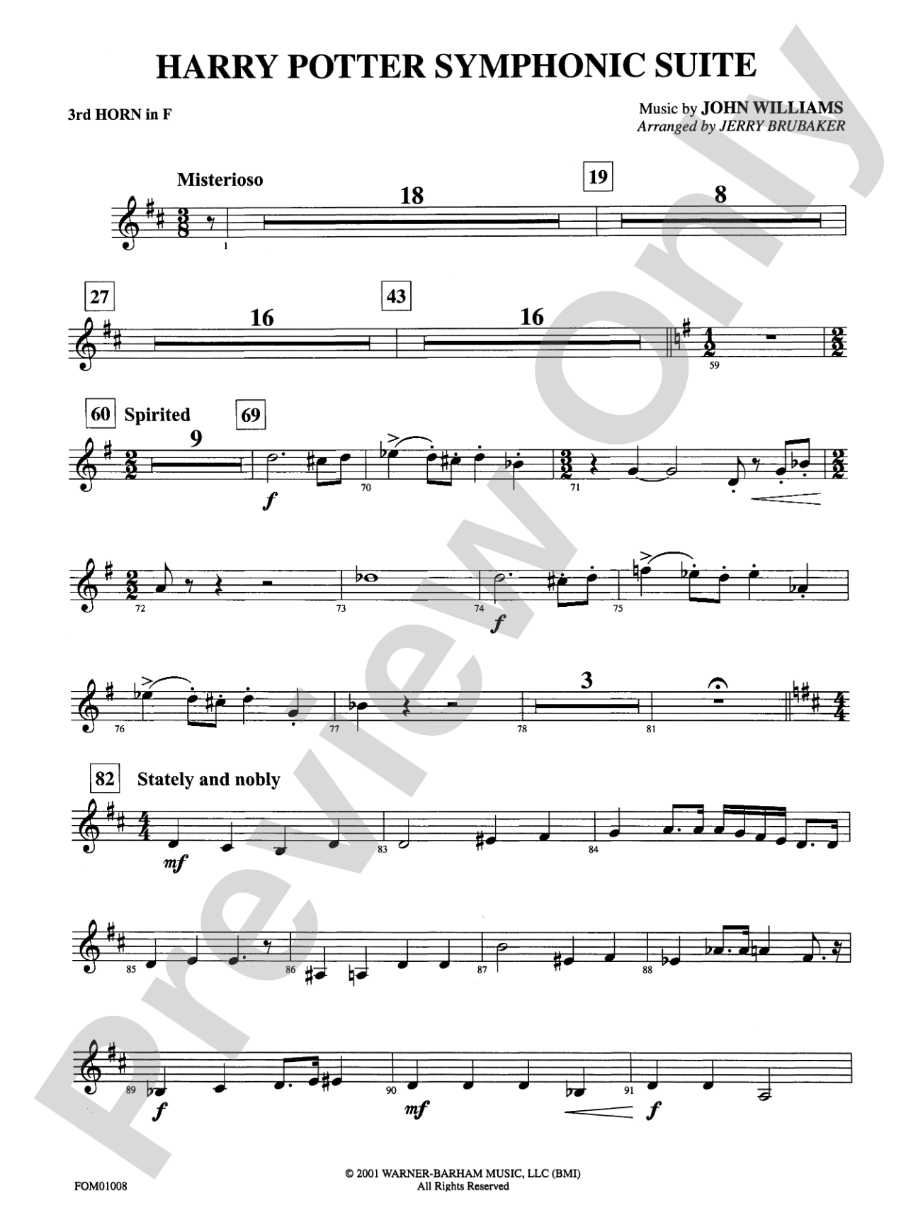 Harry Potter Symphonic Suite: 3rd F Horn