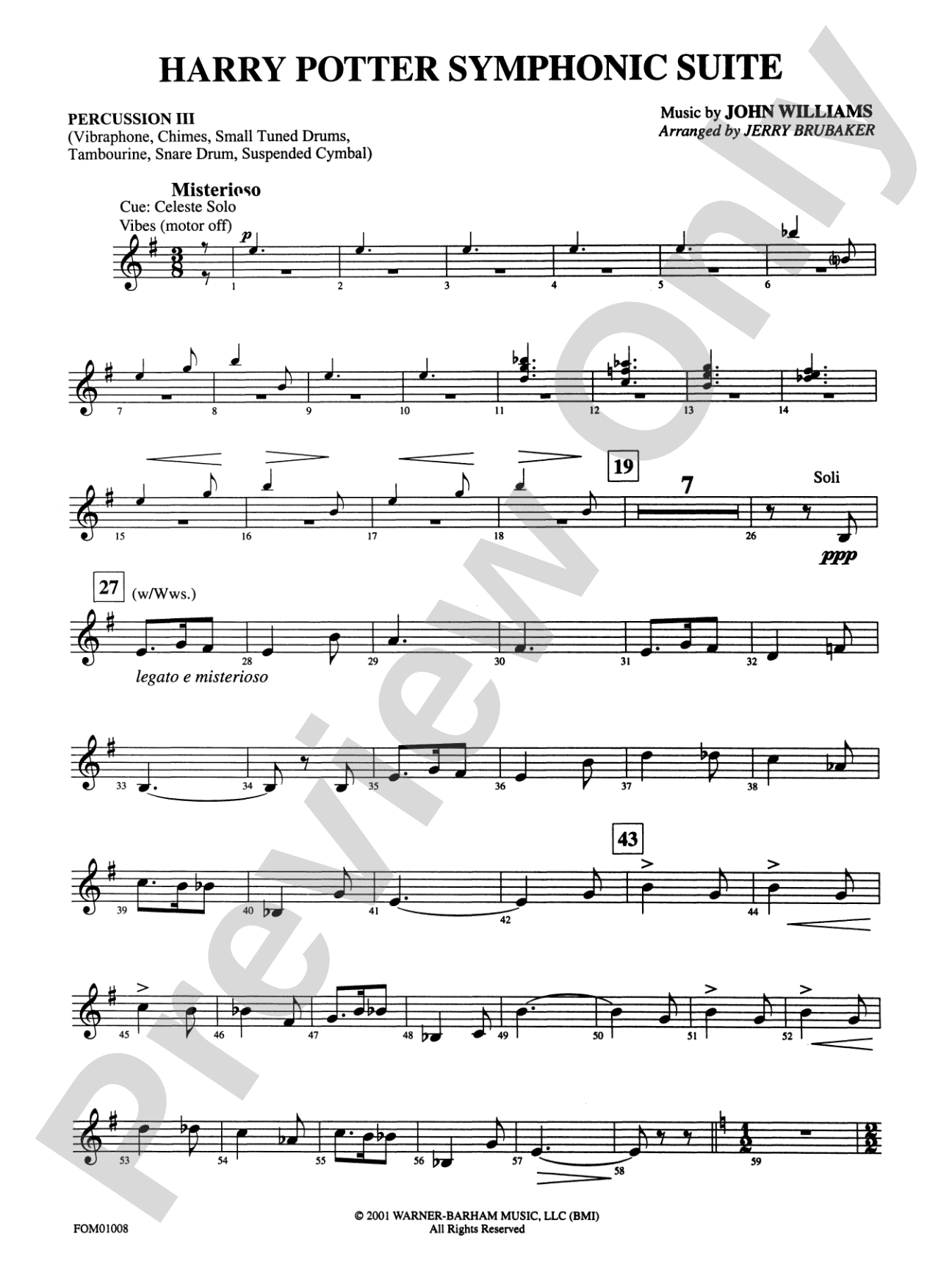 Harry Potter Symphonic Suite: 3rd Percussion