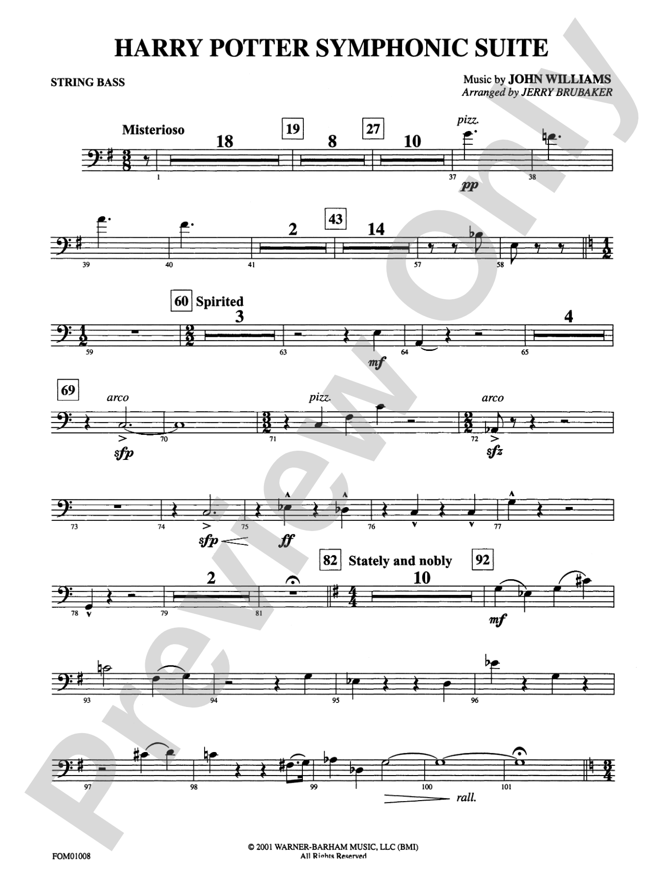 Harry Potter Symphonic Suite: String Bass