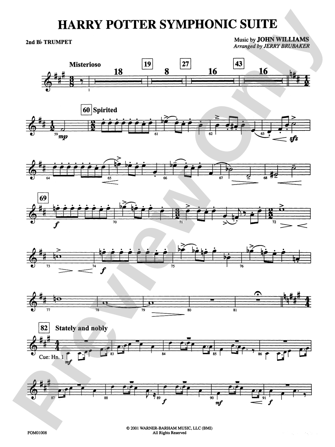 Harry Potter Symphonic Suite: 2nd B-flat Trumpet