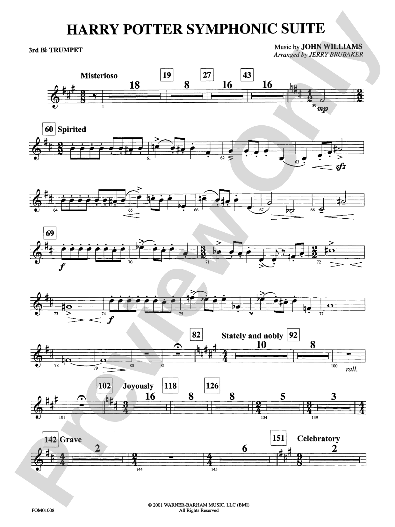 Harry Potter Symphonic Suite: 3rd B-flat Trumpet