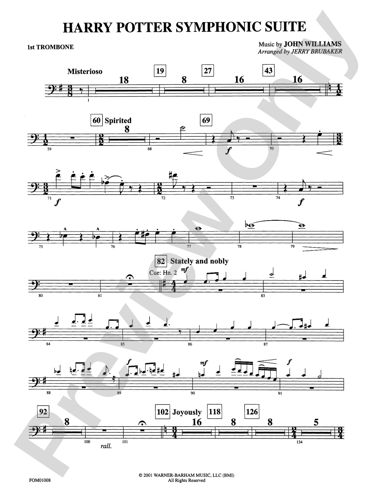 Harry Potter Symphonic Suite: 1st Trombone