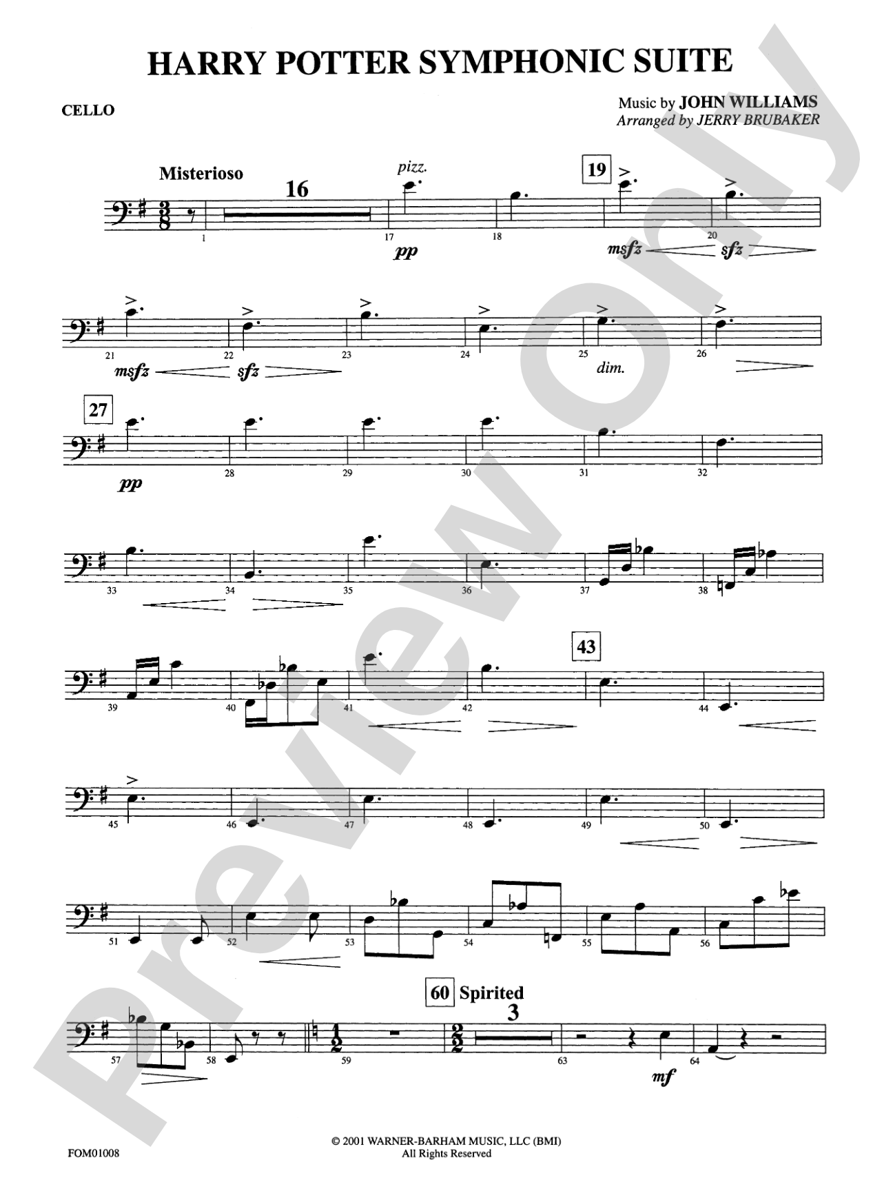 Harry Potter Symphonic Suite: Cello