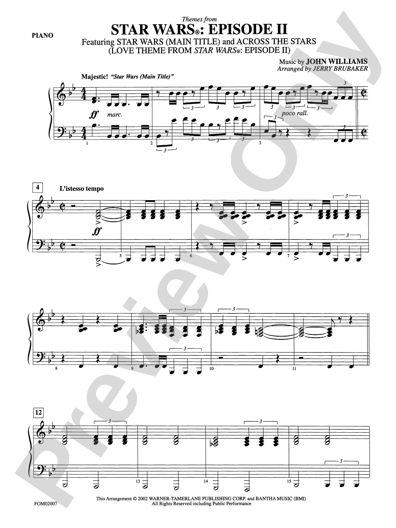 Star Wars®: Episode II Attack of the Clones: Piano Accompaniment