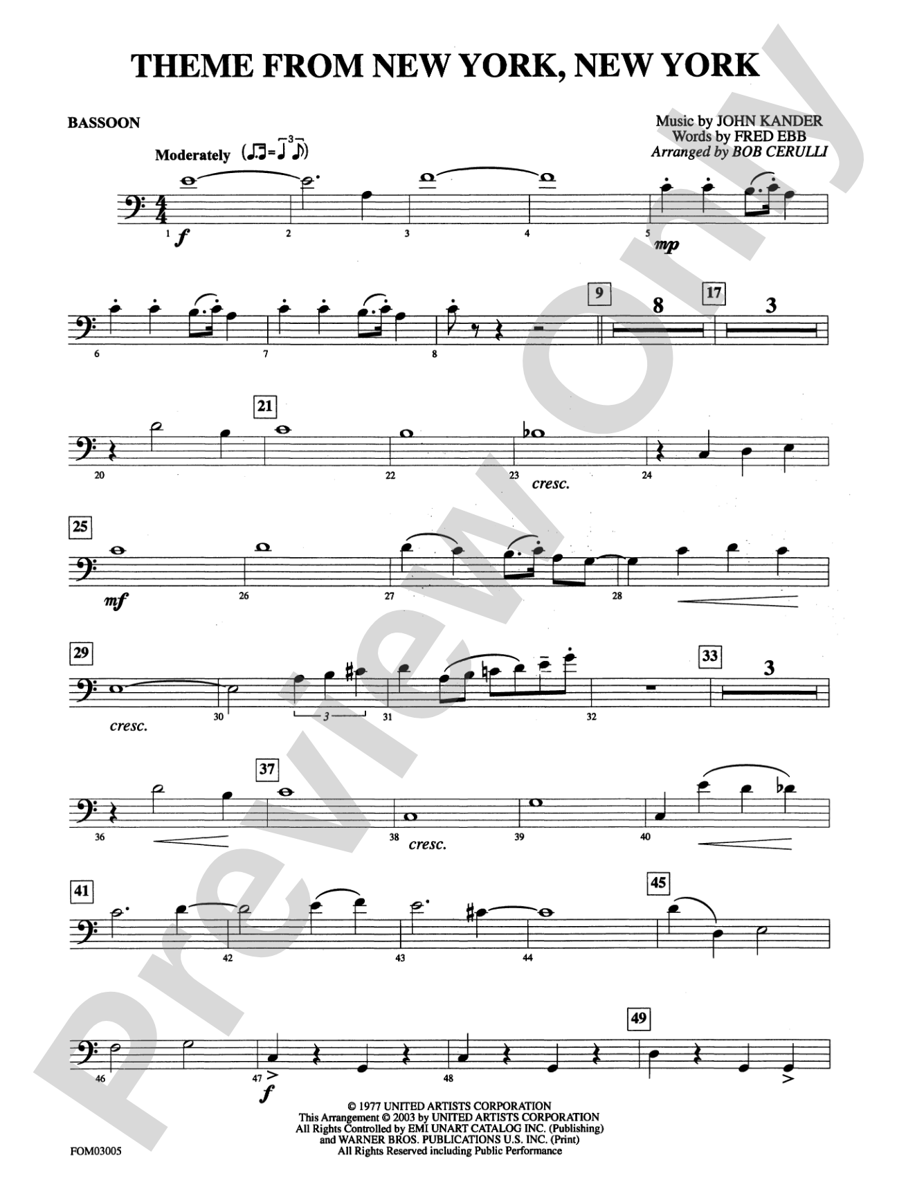 New York, New York, Theme from: Bassoon
