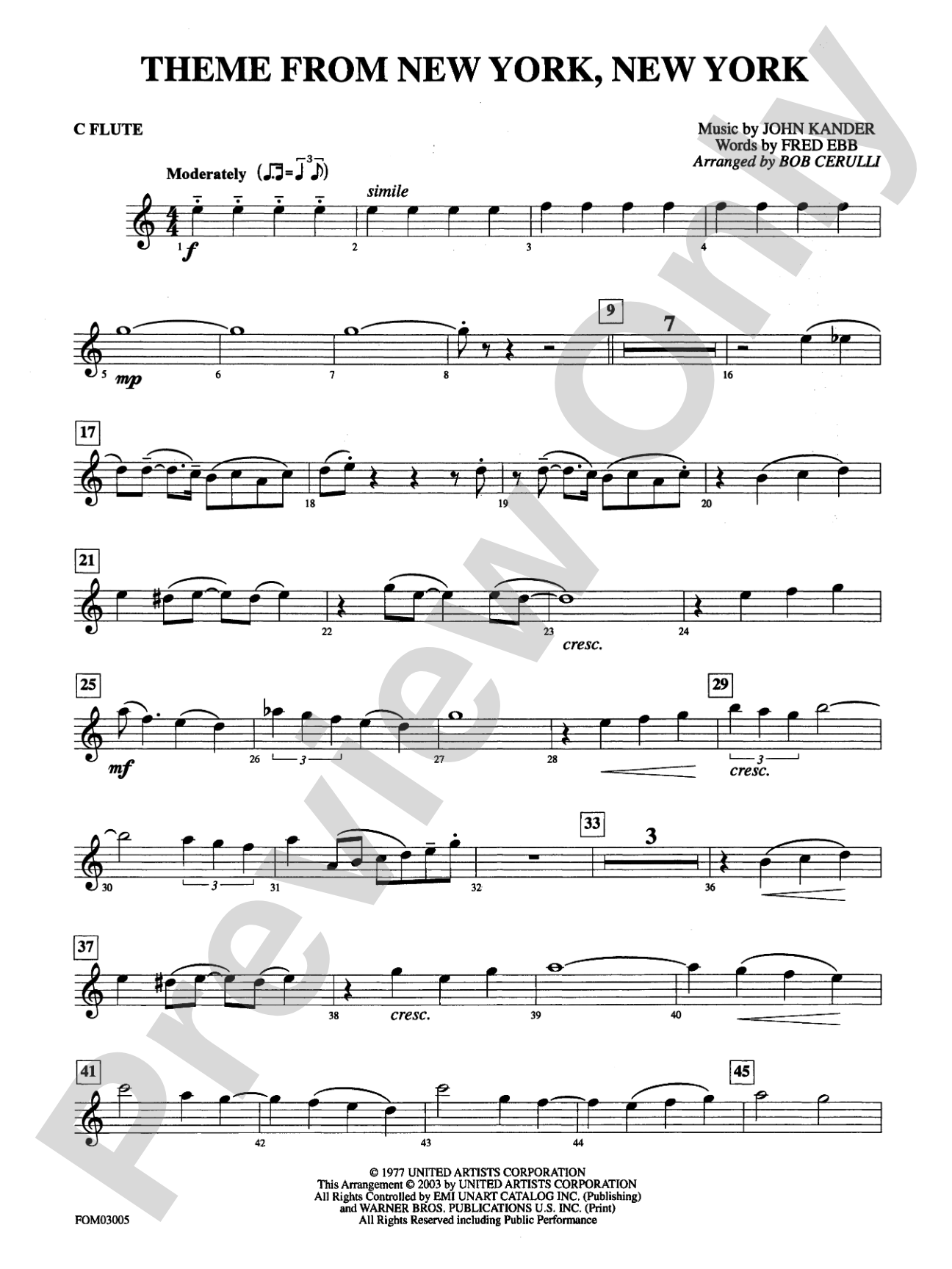 New York, New York, Theme from: Flute