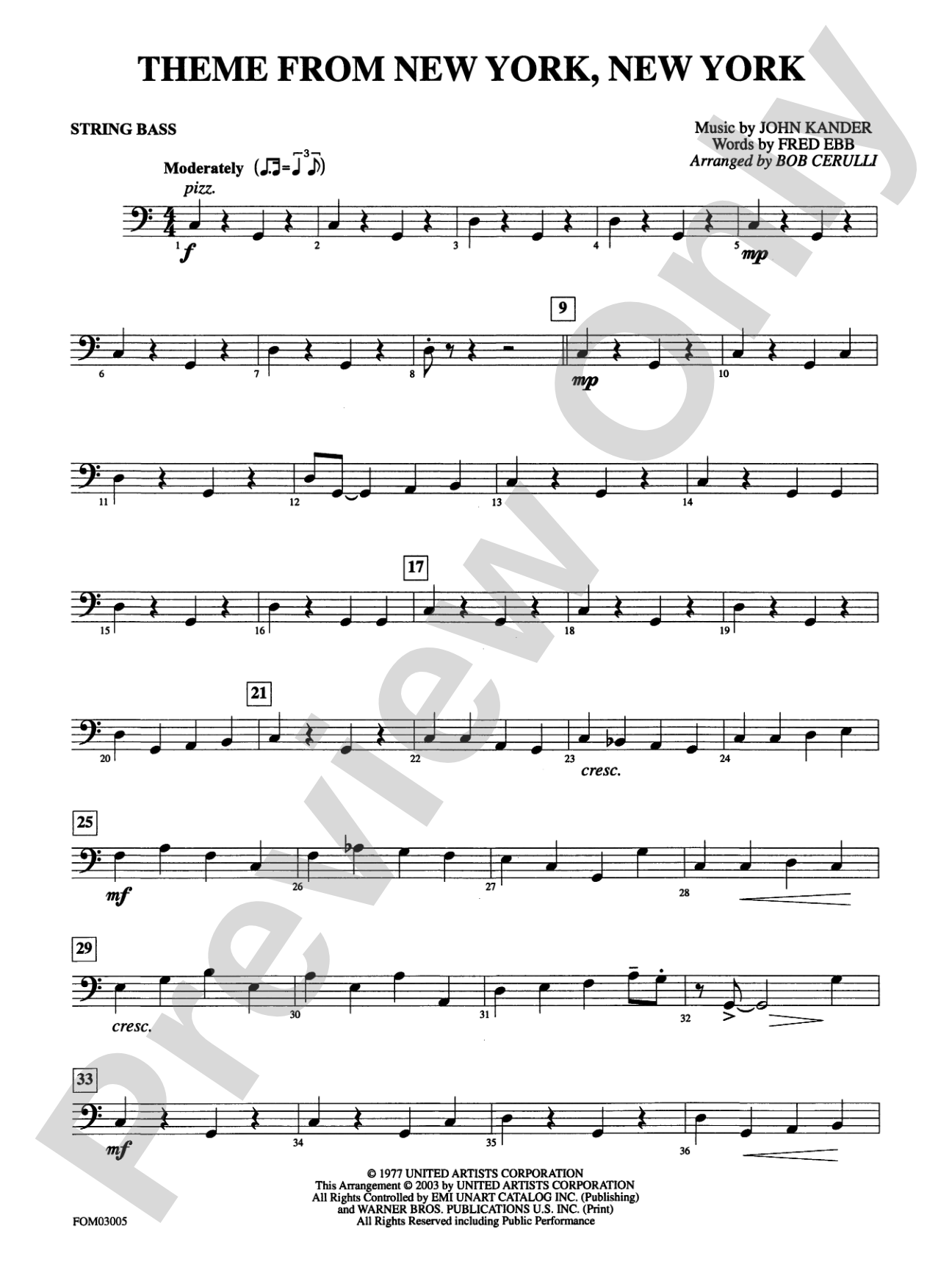 New York, New York, Theme from: String Bass