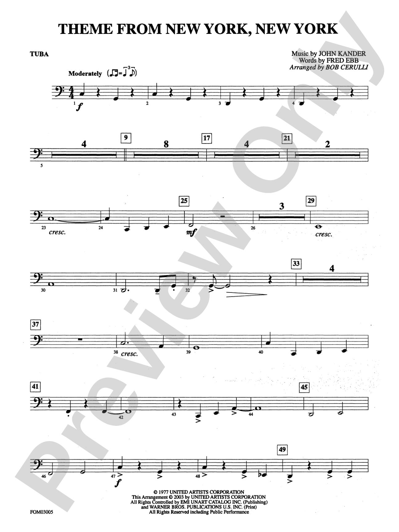 New York, New York, Theme from: Tuba