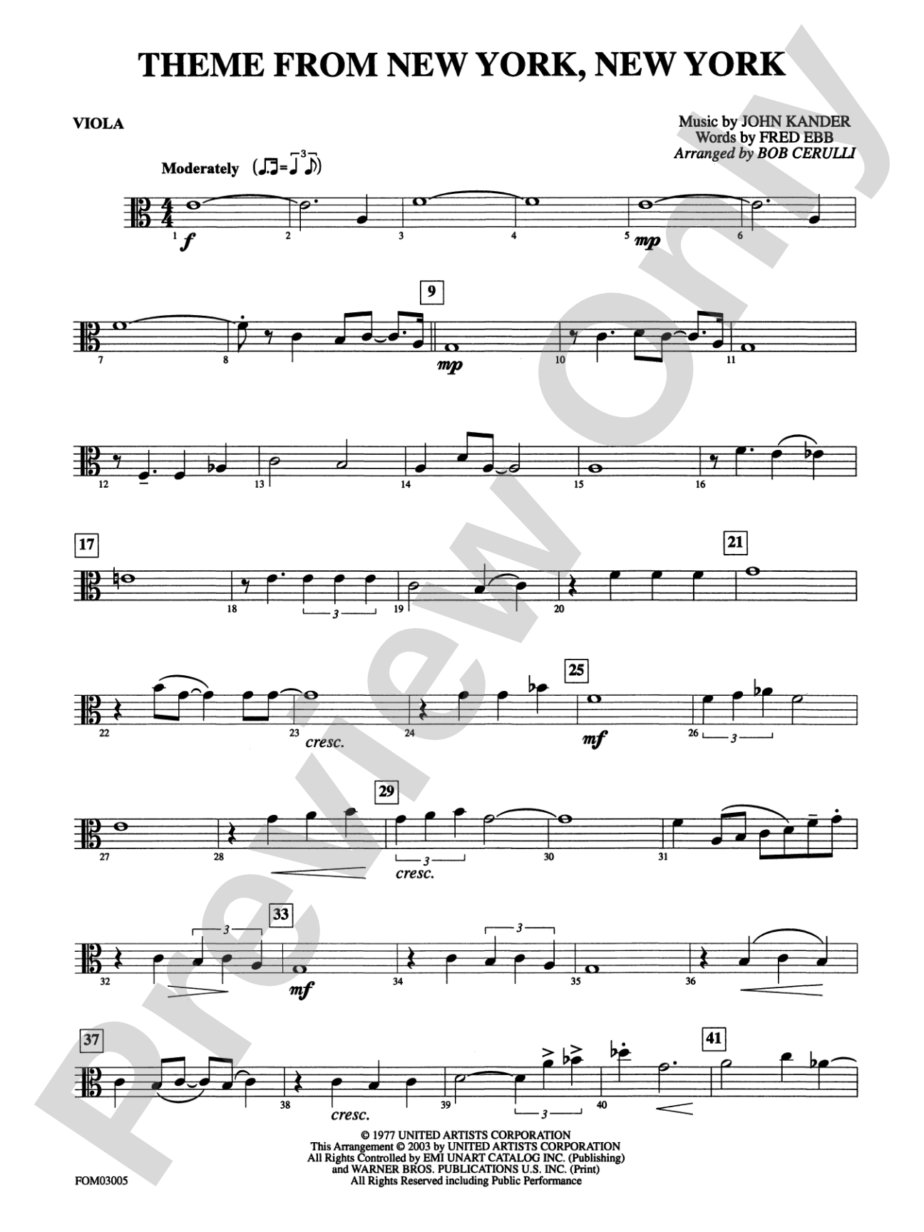 New York, New York, Theme from: Viola