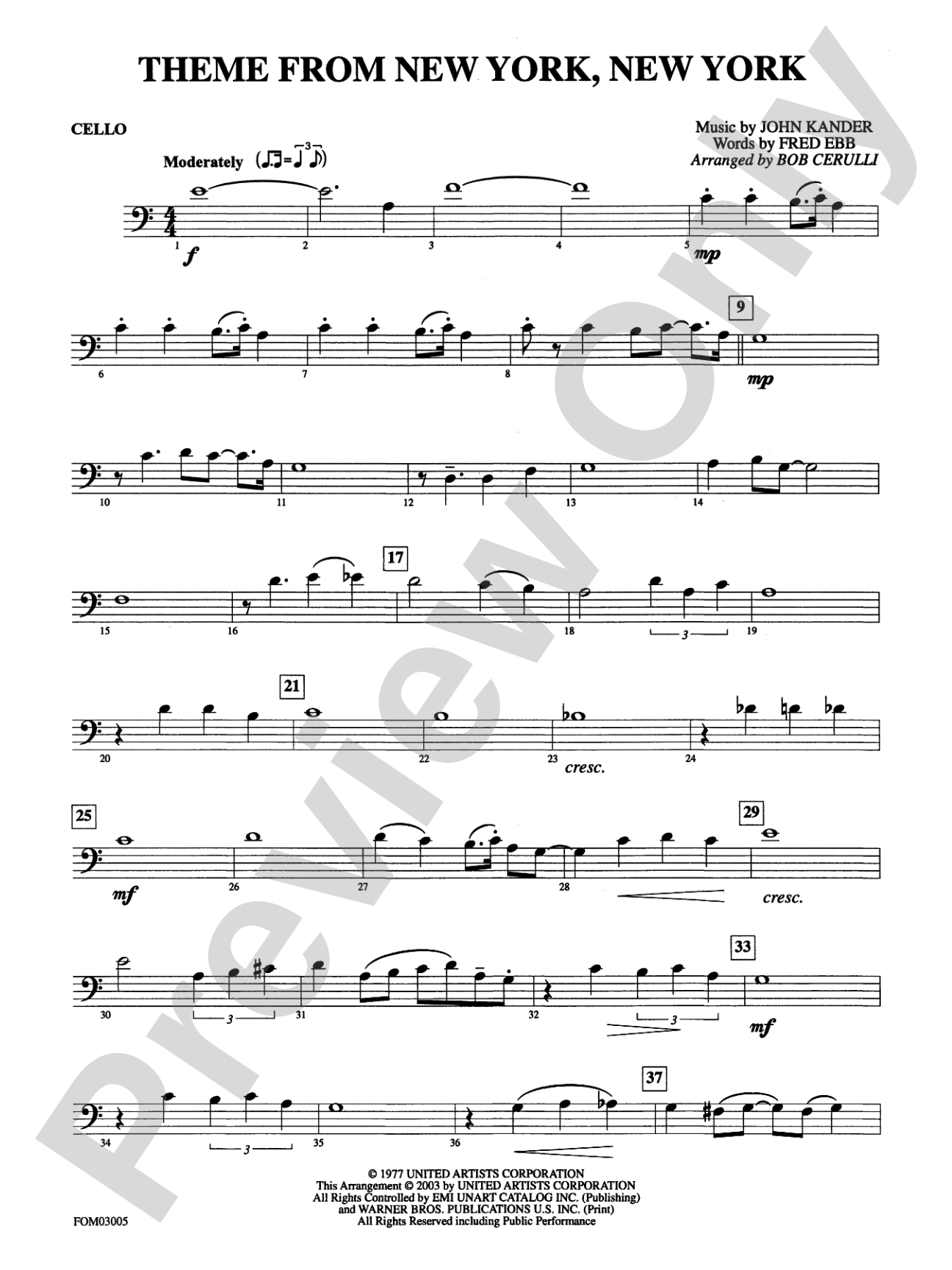 New York, New York, Theme from: Cello