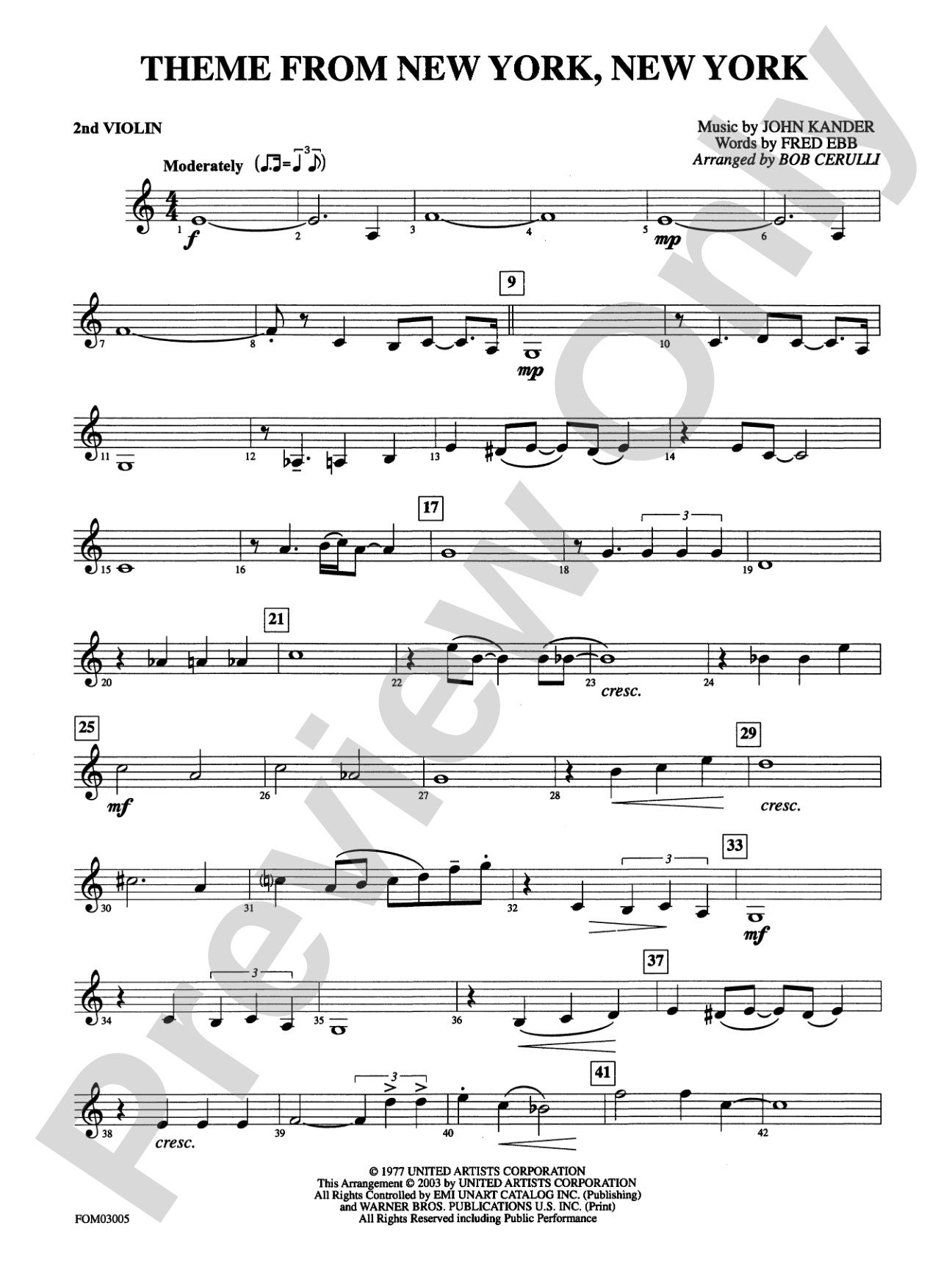 New York, New York, Theme from: 2nd Violin