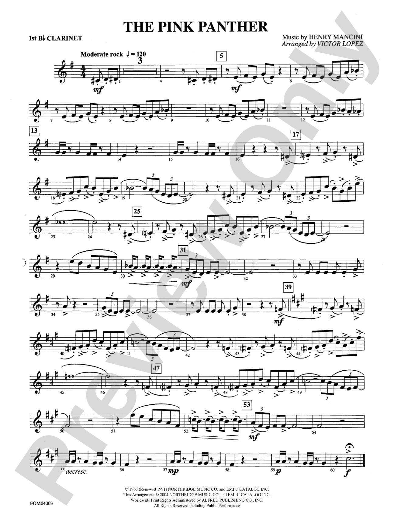 The Pink Panther: 1st B-flat Clarinet