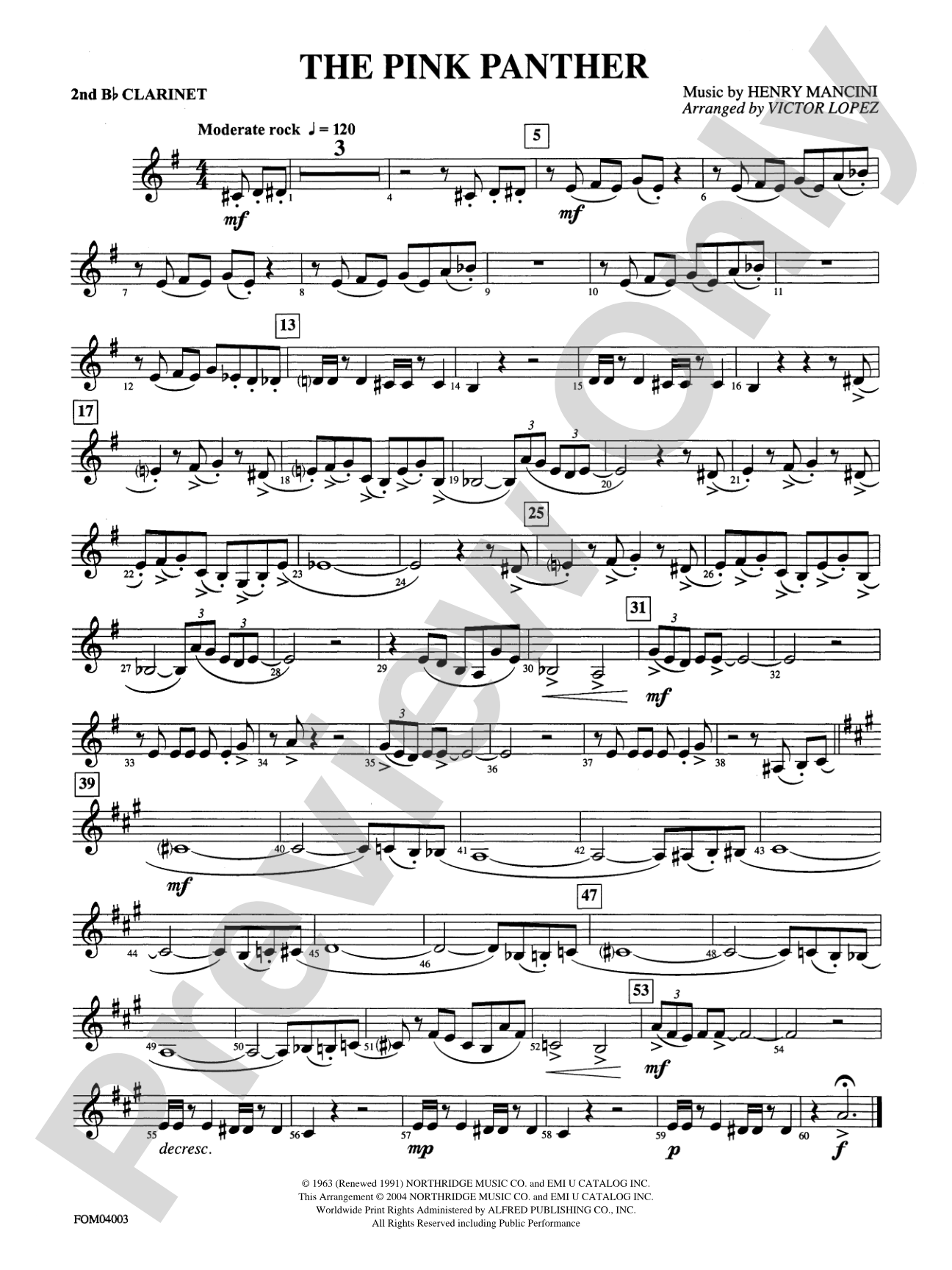 The Pink Panther: 2nd B-flat Clarinet