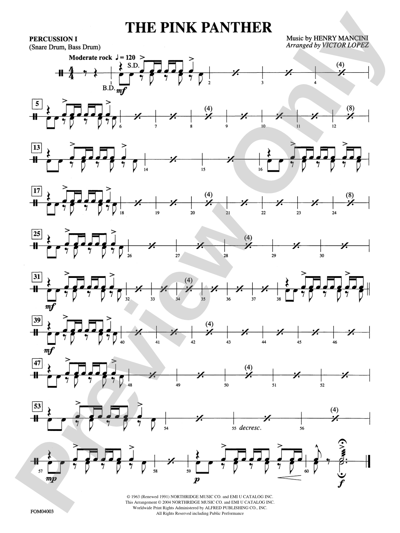 The Pink Panther: 1st Percussion