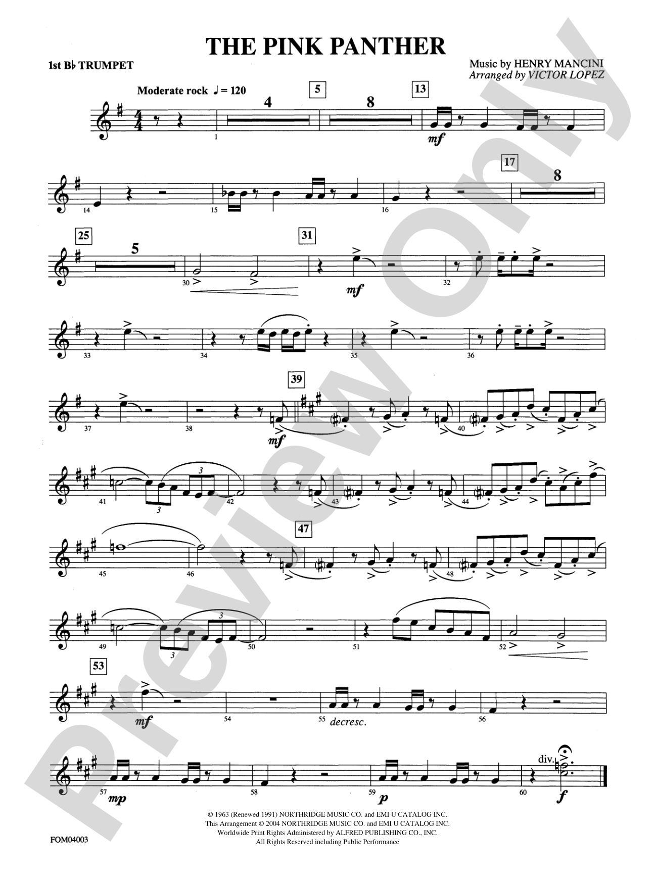 The Pink Panther: 1st B-flat Trumpet