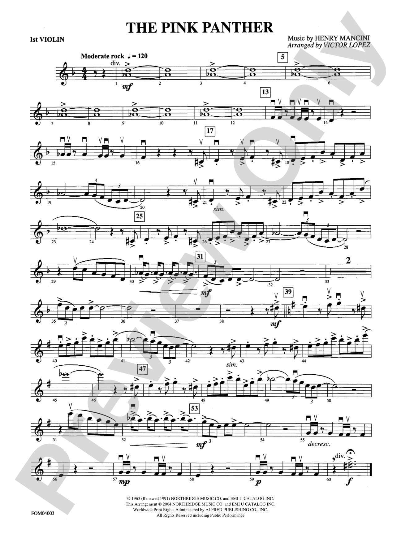 The Pink Panther: 1st Violin