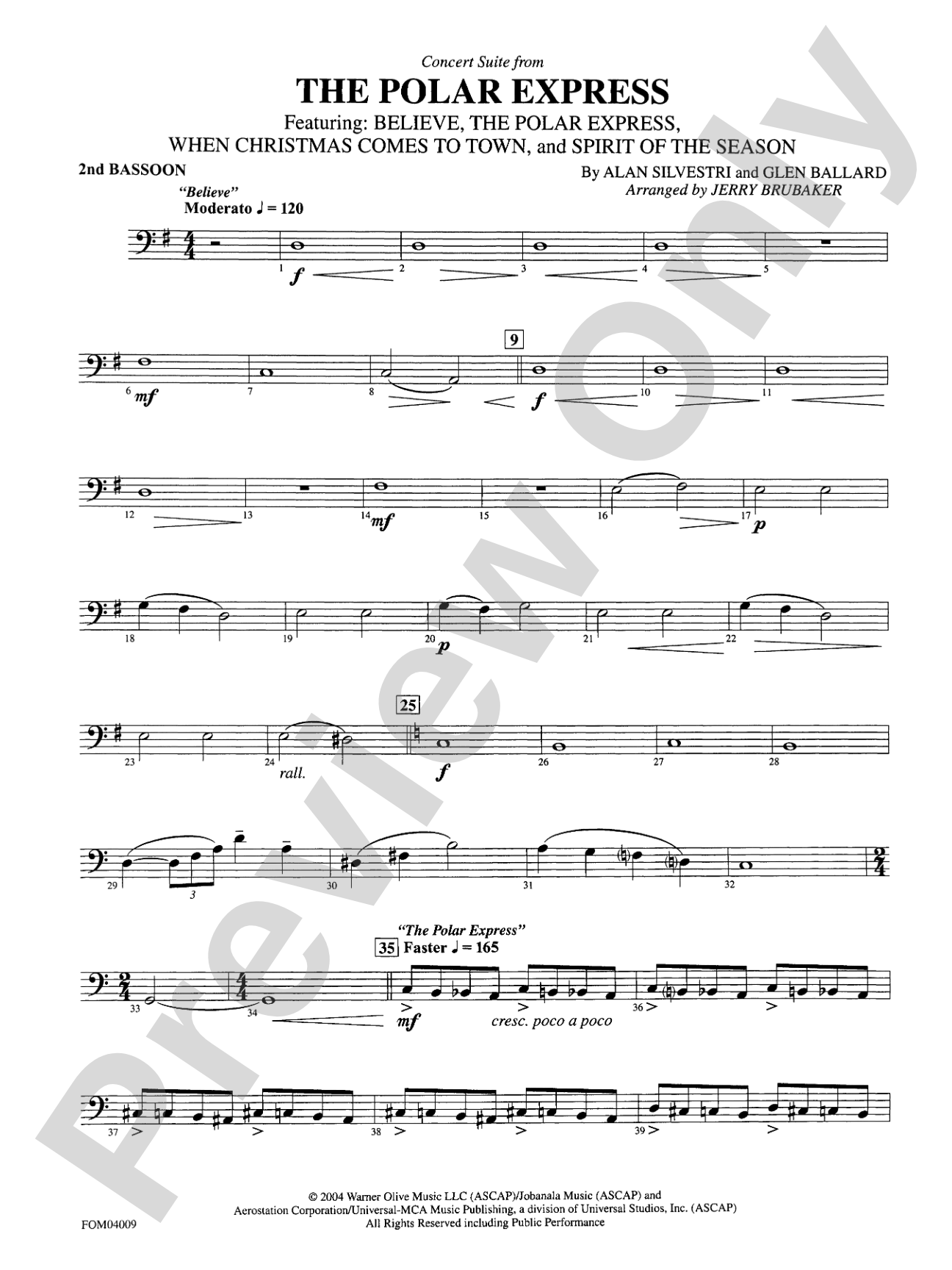The Polar Express, Concert Suite from: 2nd Bassoon