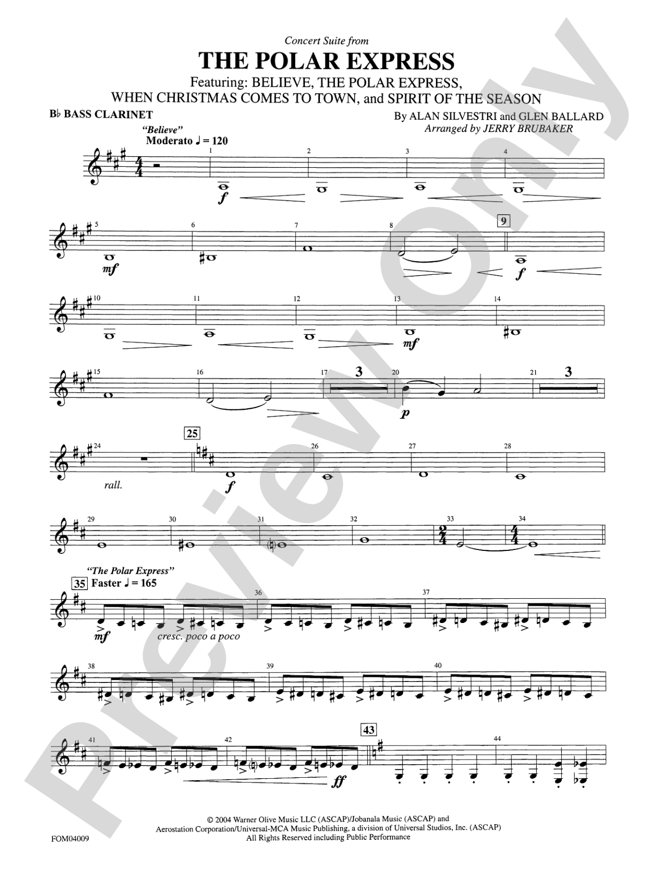 The Polar Express, Concert Suite from: B-flat Bass Clarinet