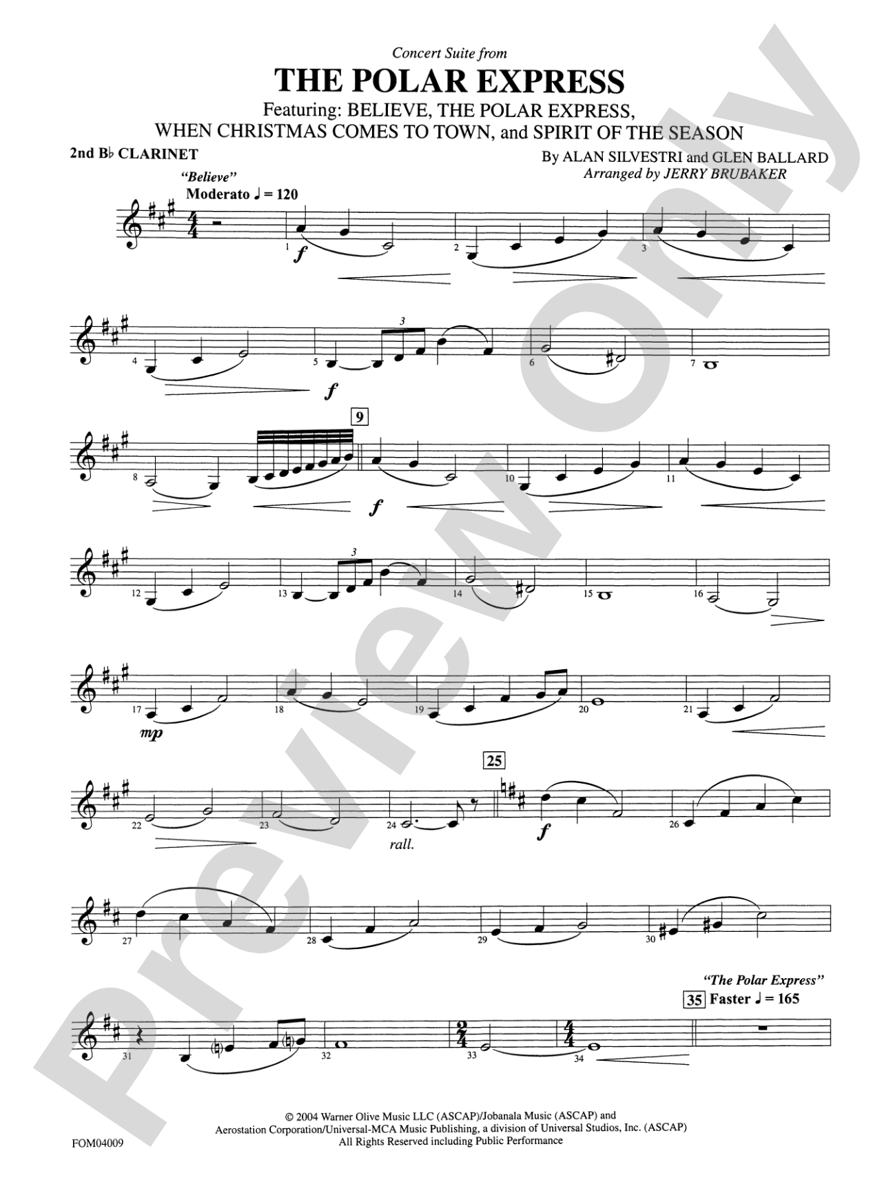 The Polar Express, Concert Suite from: 2nd B-flat Clarinet