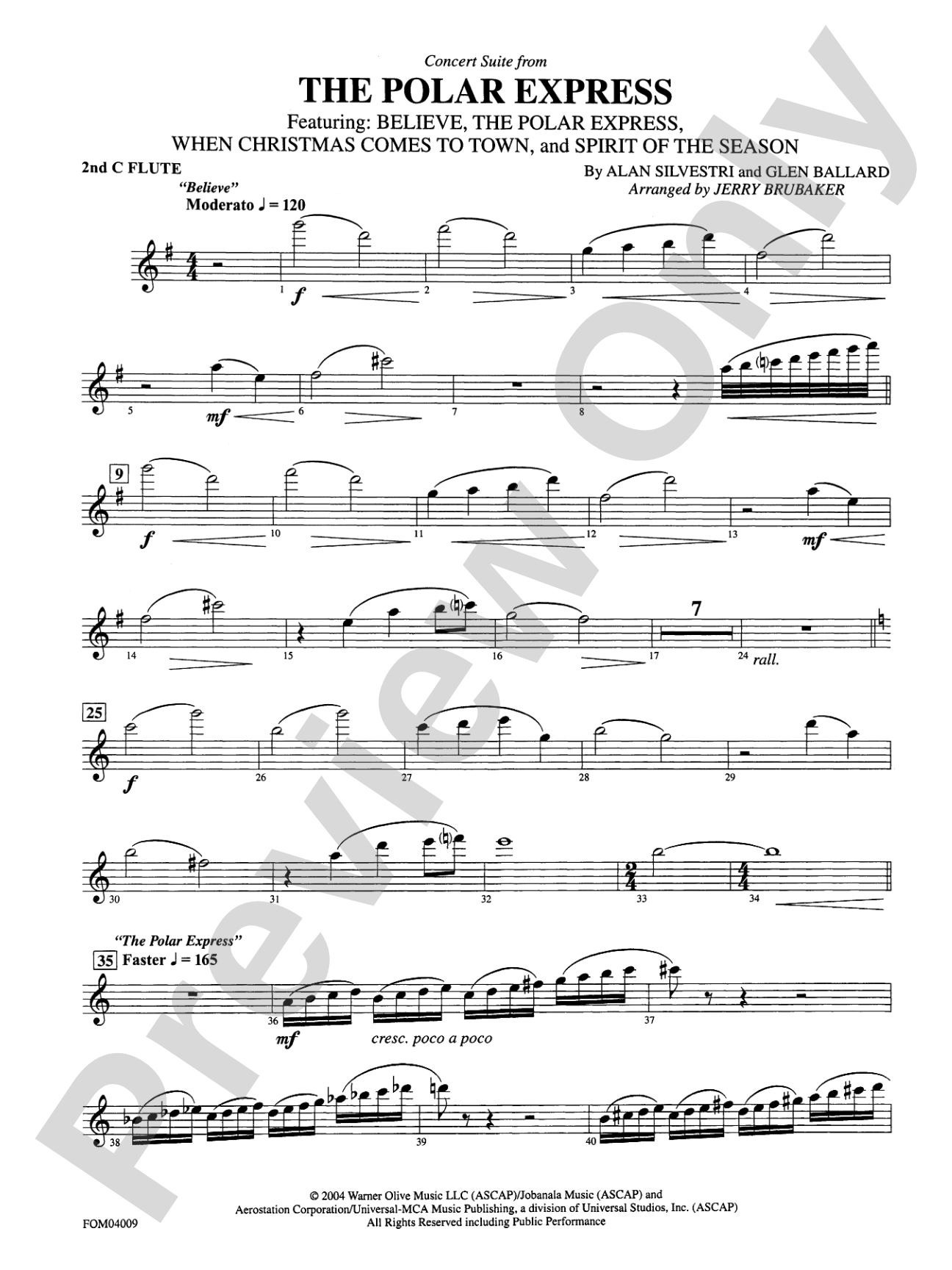 The Polar Express, Concert Suite from: 2nd Flute