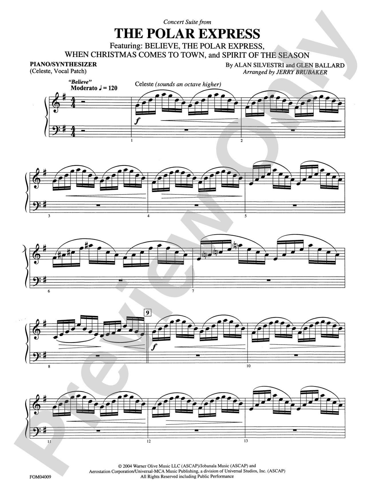 The Polar Express, Concert Suite from: Piano Accompaniment