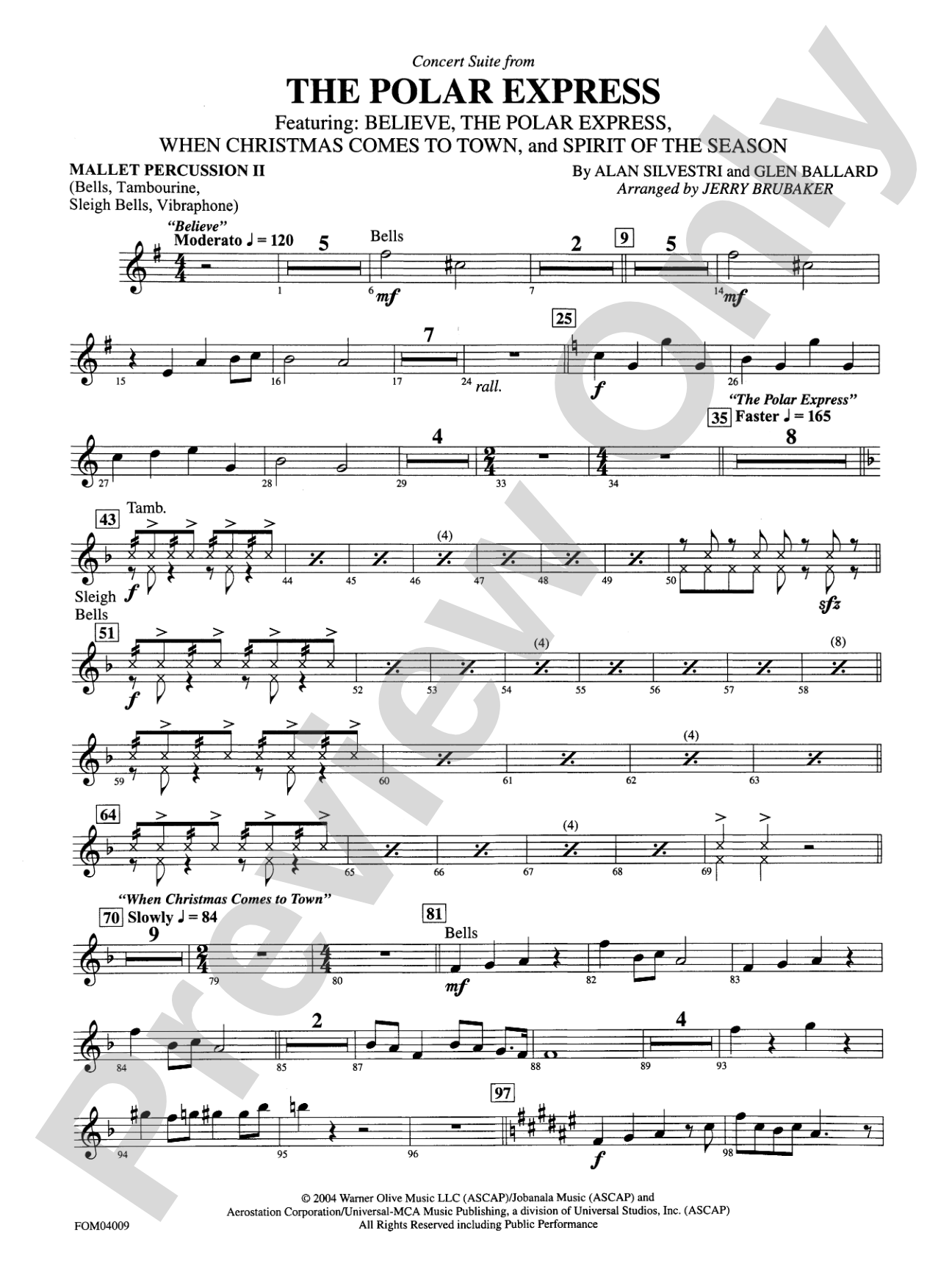 The Polar Express, Concert Suite from: 2nd Mallet Percussion
