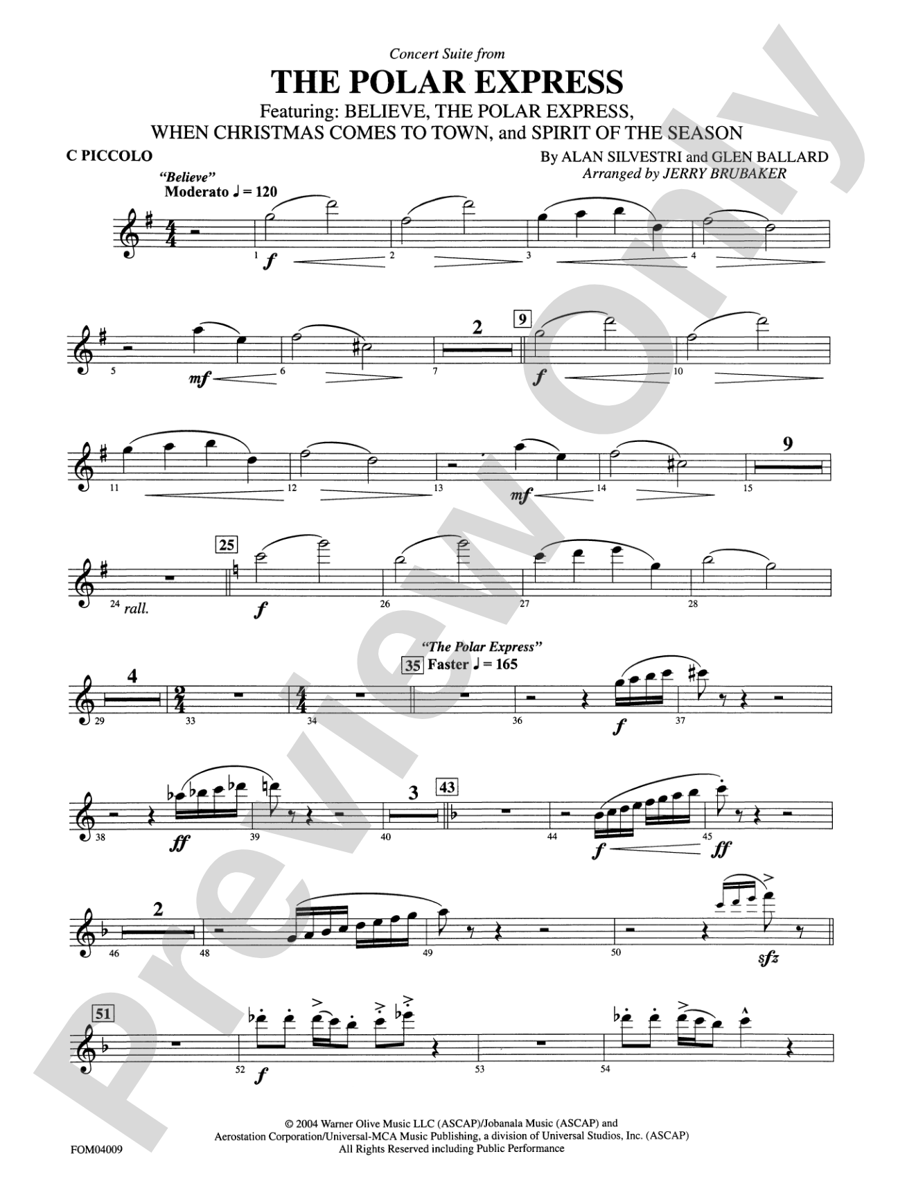 The Polar Express, Concert Suite from: Piccolo