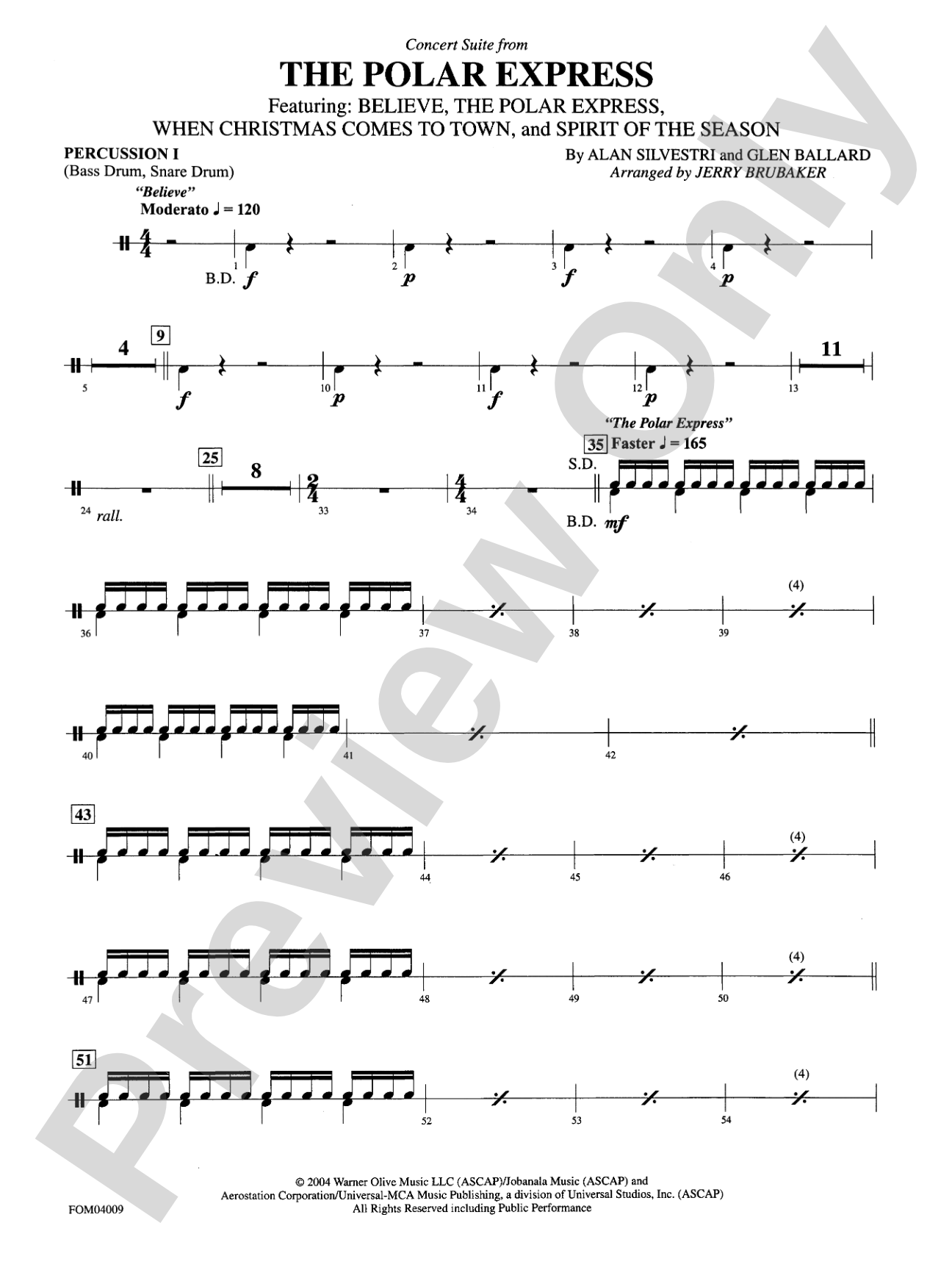 The Polar Express, Concert Suite from: 1st Percussion