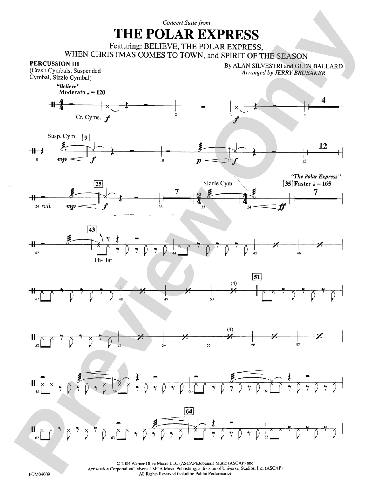 The Polar Express, Concert Suite from: 3rd Percussion