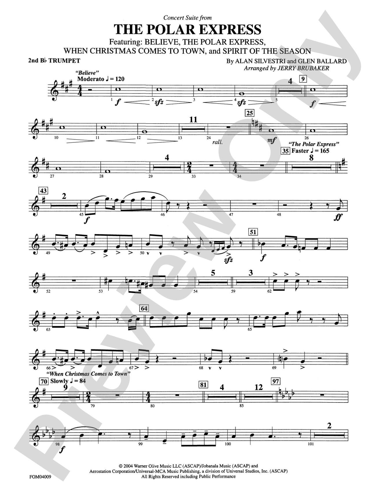 The Polar Express, Concert Suite from: 2nd B-flat Trumpet