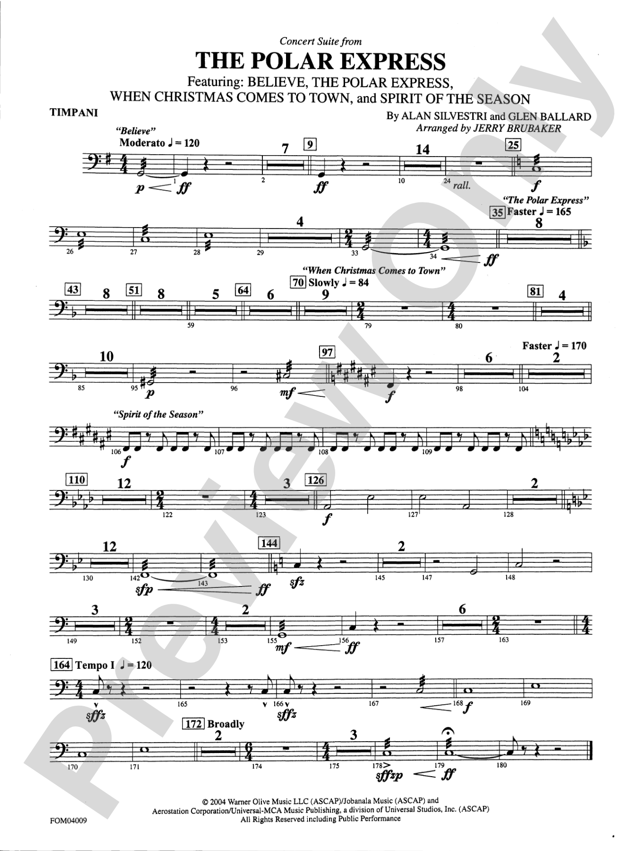 The Polar Express, Concert Suite from: Timpani