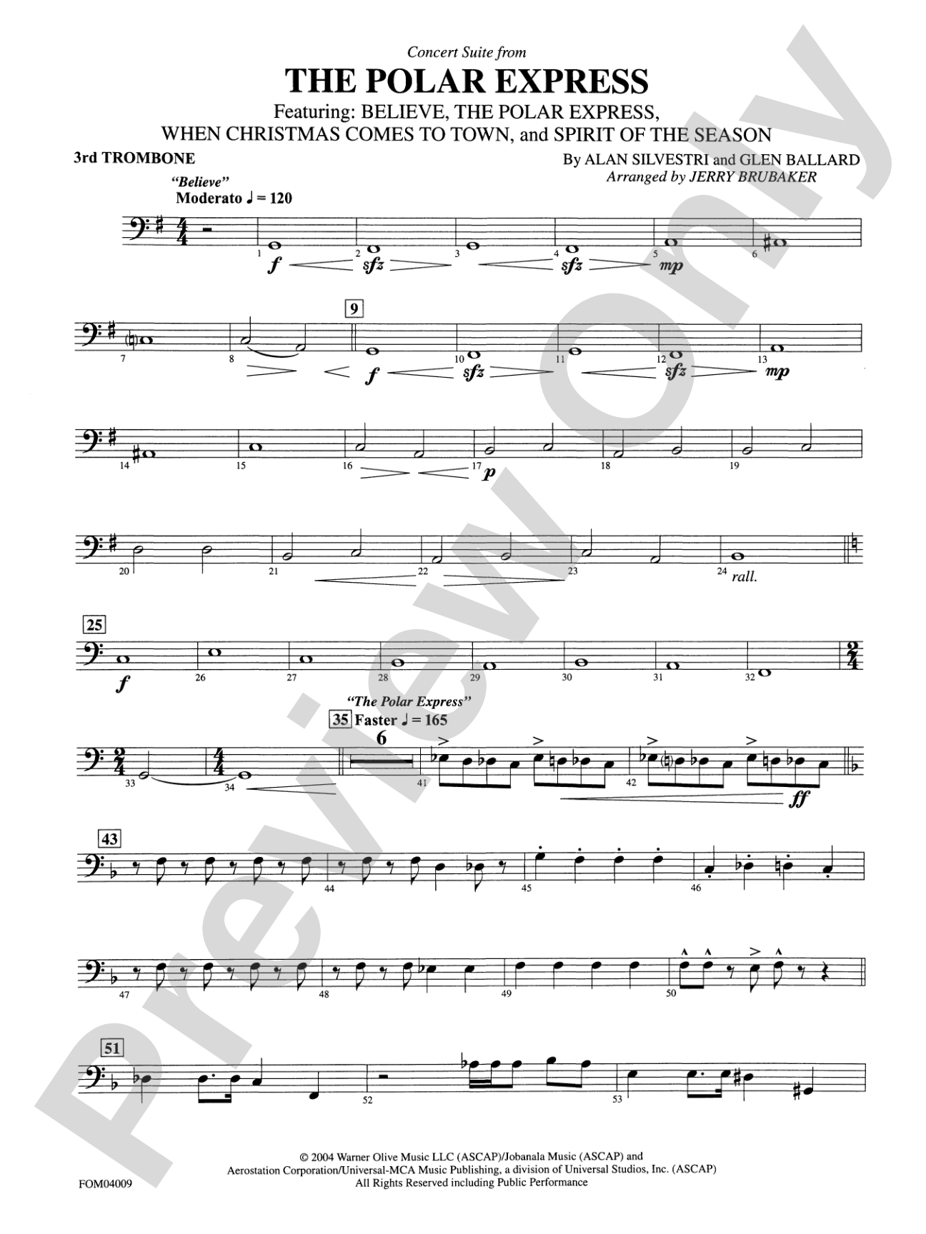 The Polar Express, Concert Suite from: 3rd Trombone