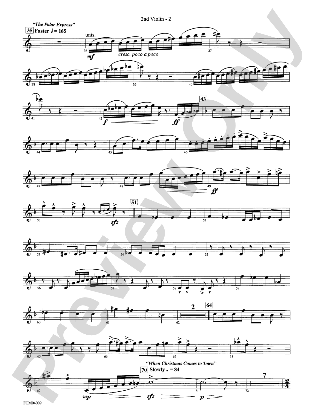 The Polar Express, Concert Suite from: 2nd Violin