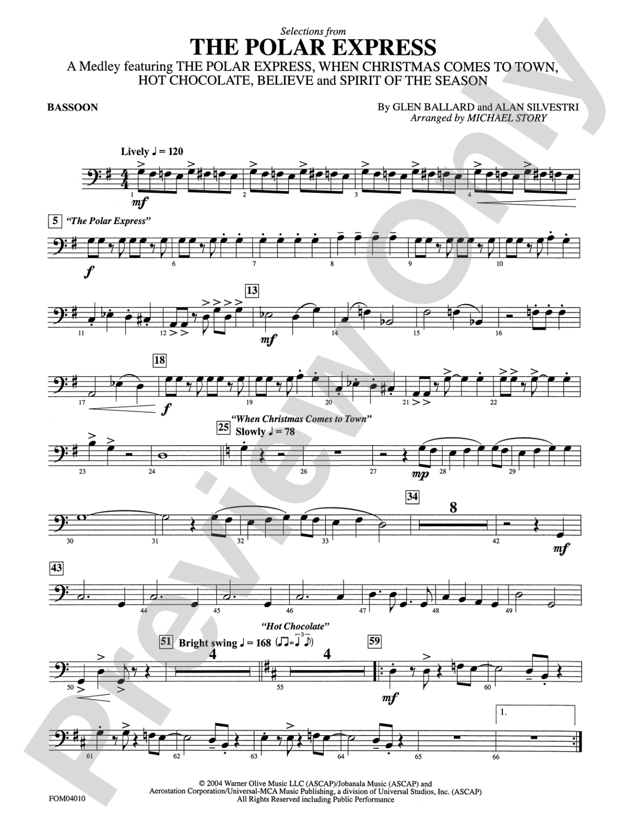 The Polar Express, Selections from: Bassoon