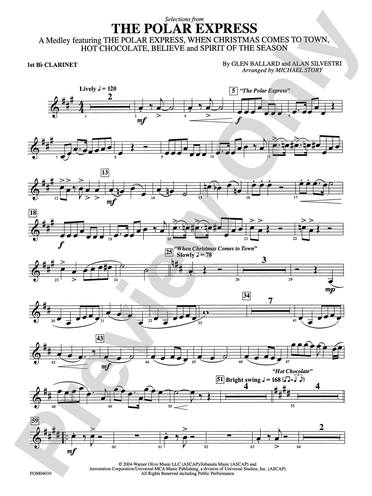 The Polar Express, Selections from: 1st B-flat Clarinet