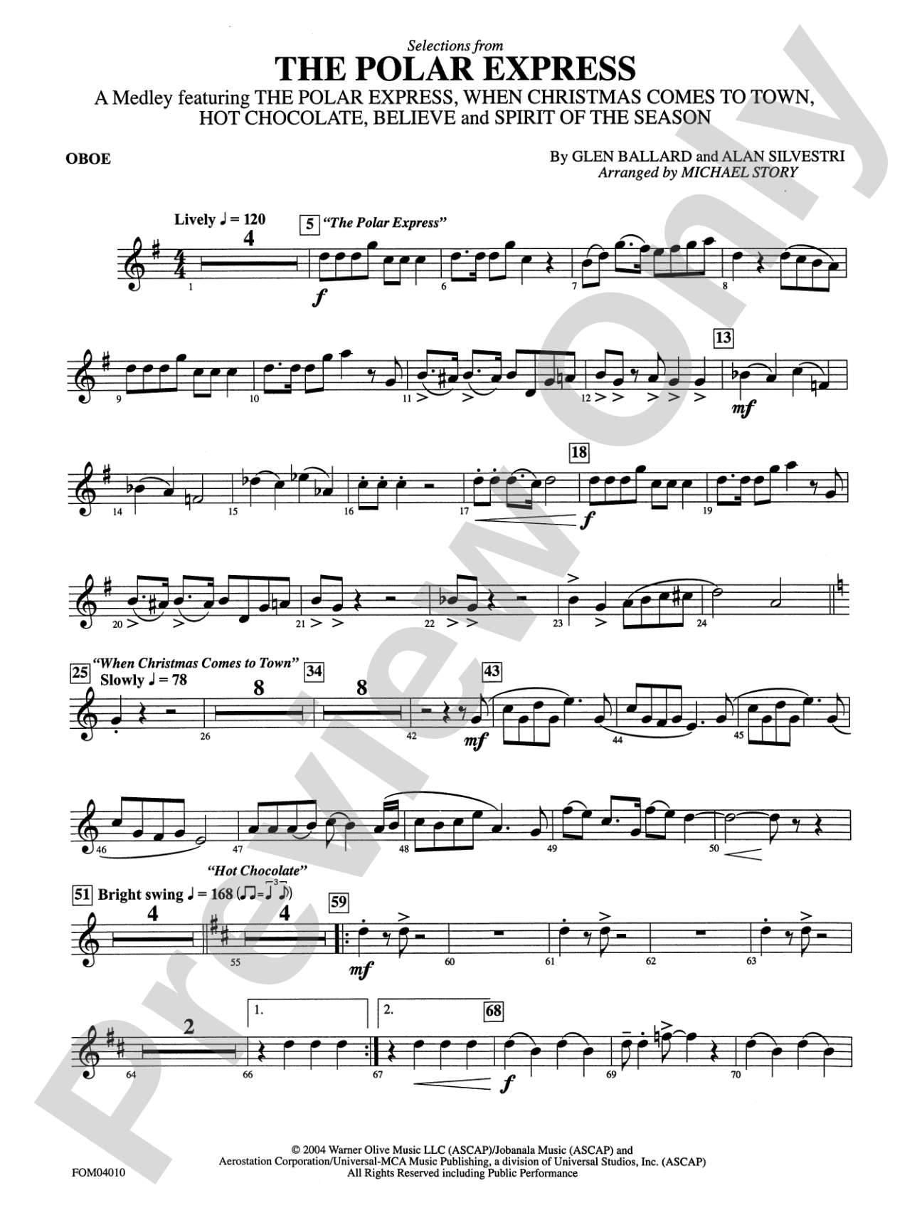 The Polar Express, Selections from: Oboe