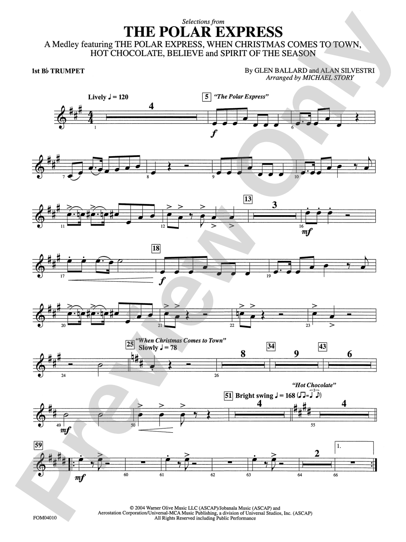 The Polar Express, Selections from: 1st B-flat Trumpet