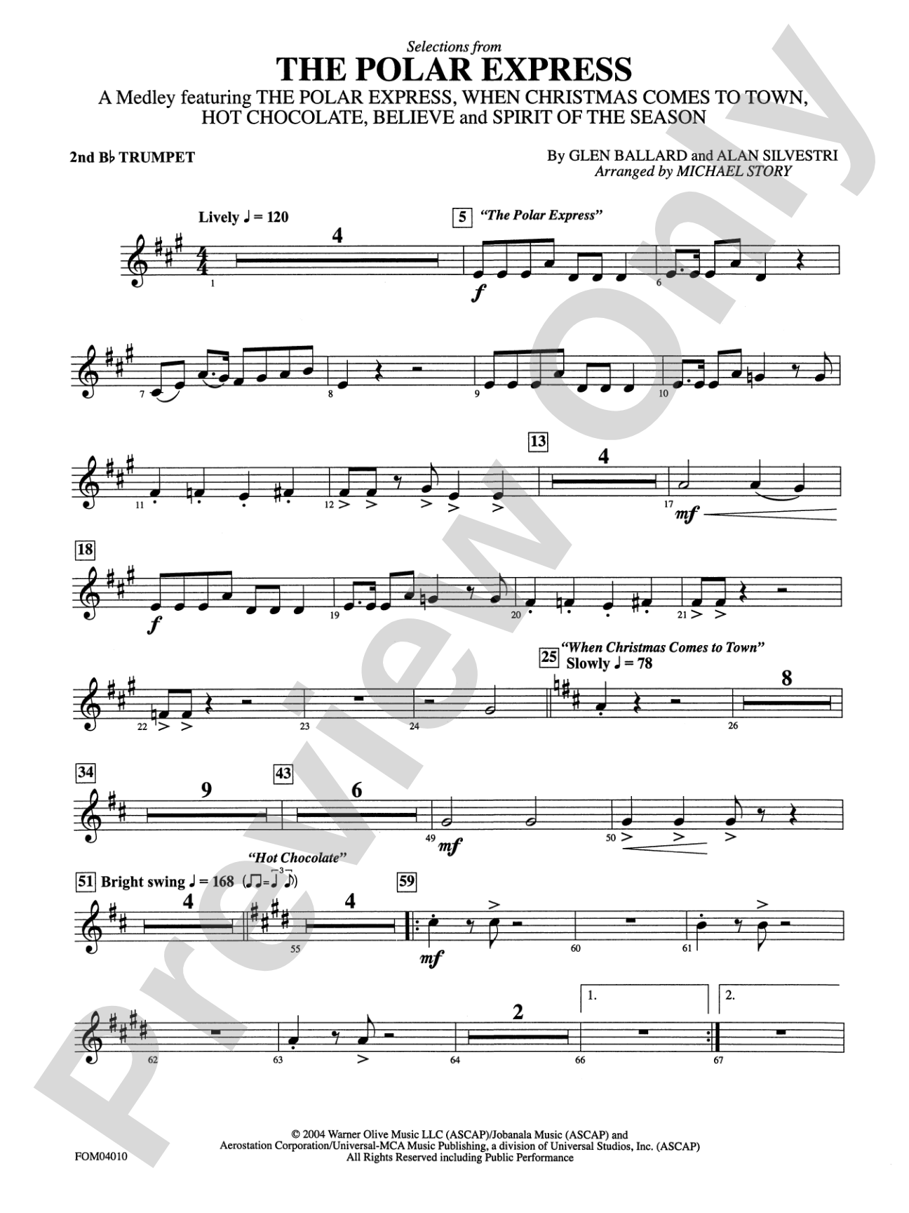 The Polar Express, Selections from: 2nd B-flat Trumpet
