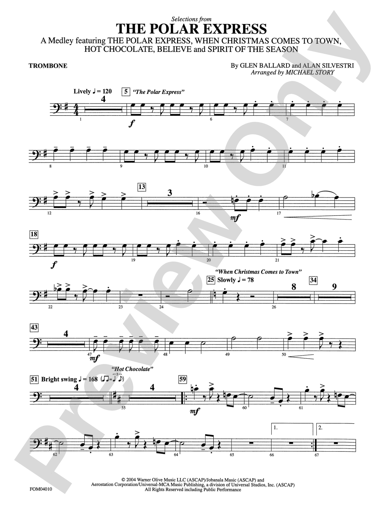 The Polar Express, Selections from: 1st Trombone