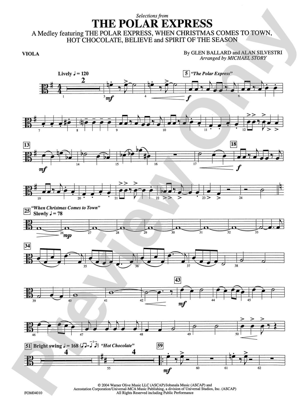 The Polar Express, Selections from: Viola