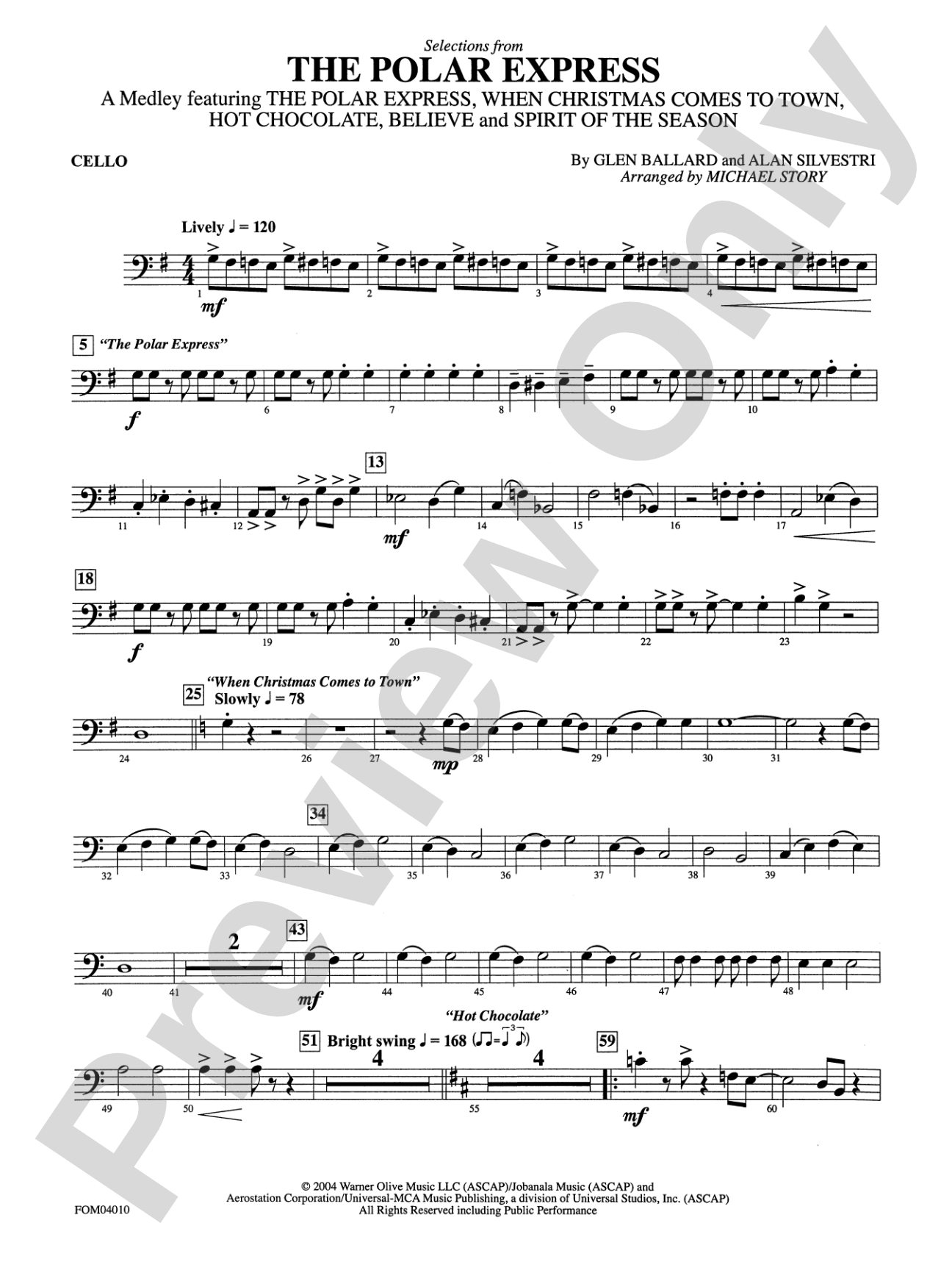 The Polar Express, Selections from: Cello