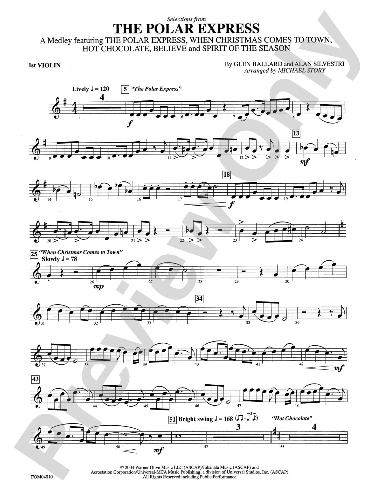 The Polar Express, Selections from: 1st Violin