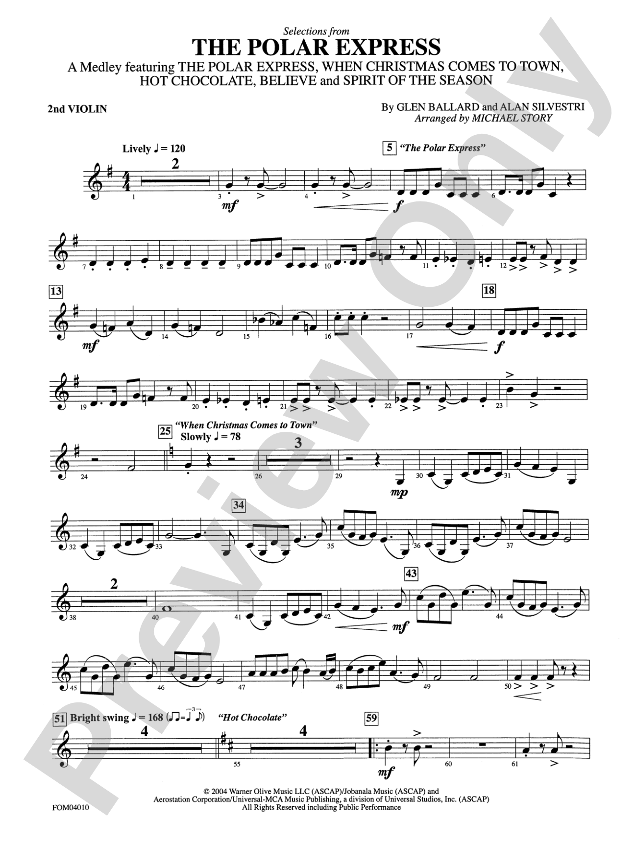 The Polar Express, Selections from: 2nd Violin